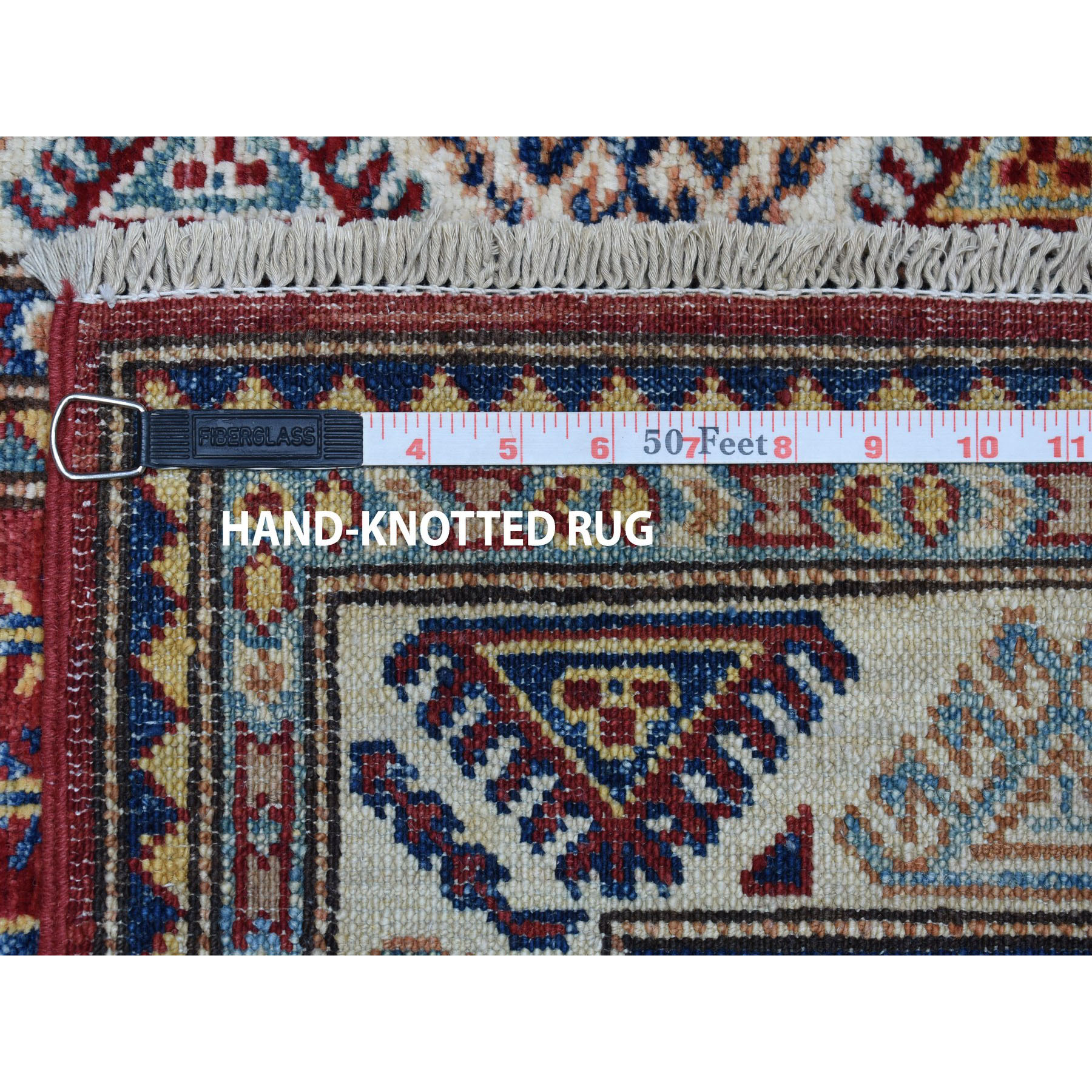 2-7 x4-6  Red Super Kazak Pure Wool Geometric Design Hand-Knotted Oriental Rug 