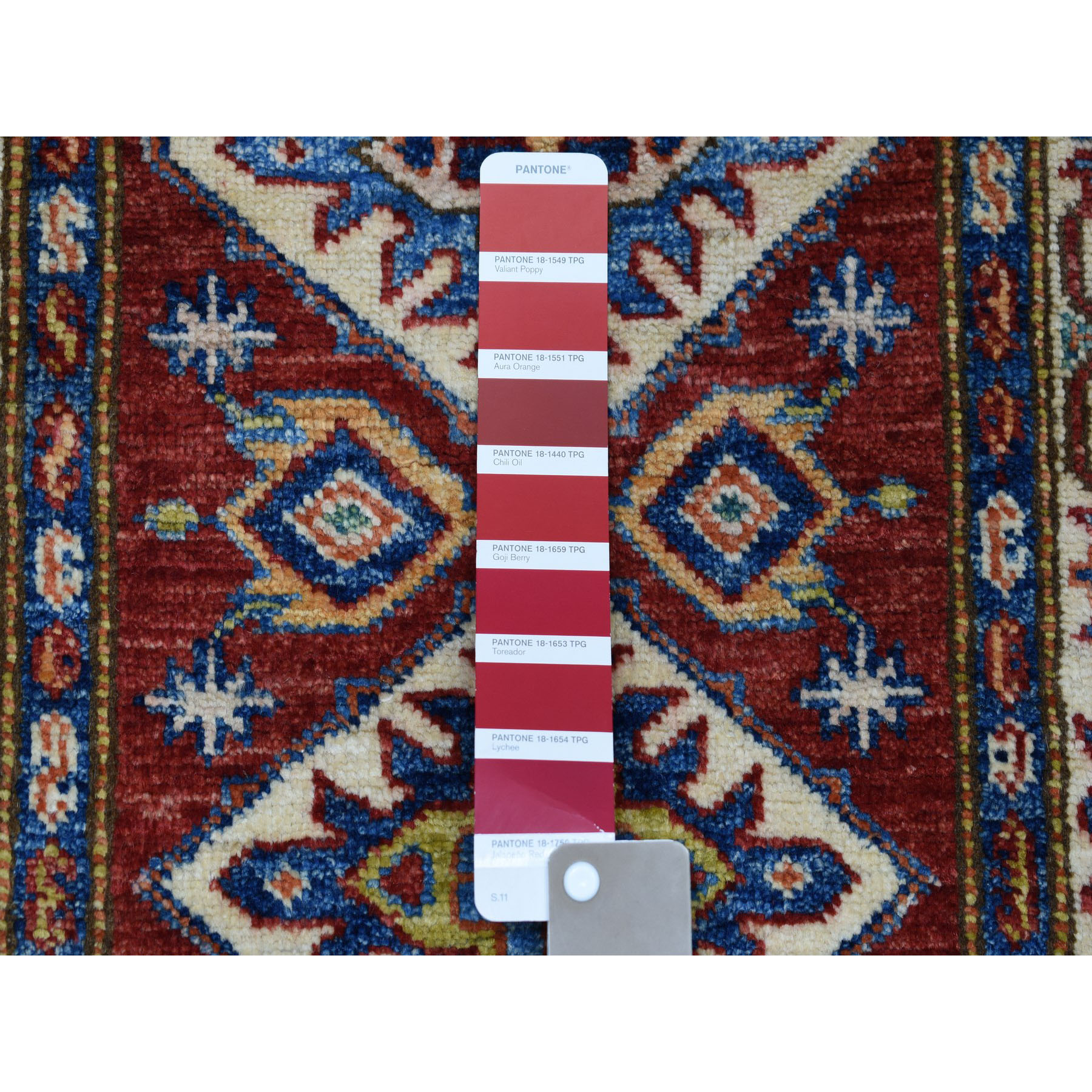 1-10 x3-3  Red Super Kazak Pure Wool Geometric Design Hand-Knotted Oriental Rug 