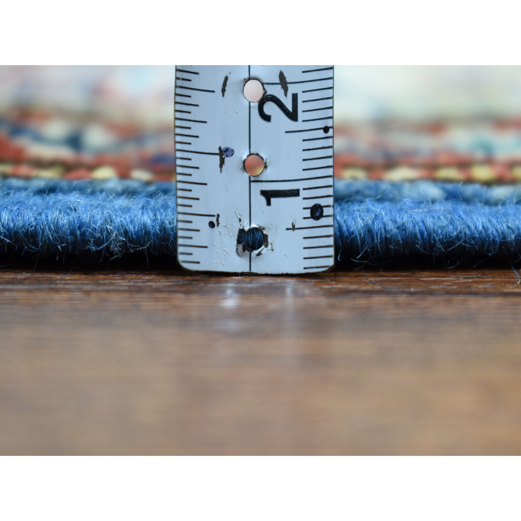 2-9 x4-1  Blue Super Kazak Geometric Design Pure Wool Hand-Knotted Oriental Rug 