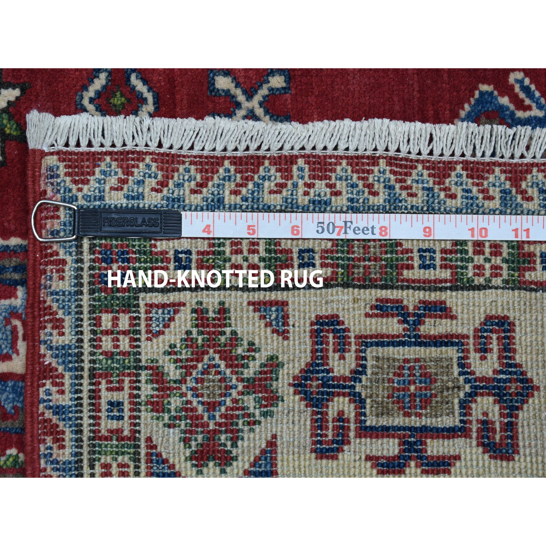3-1 x4-8  Red Geometric Design Kazak Pure Wool Hand-Knotted Oriental Rug 