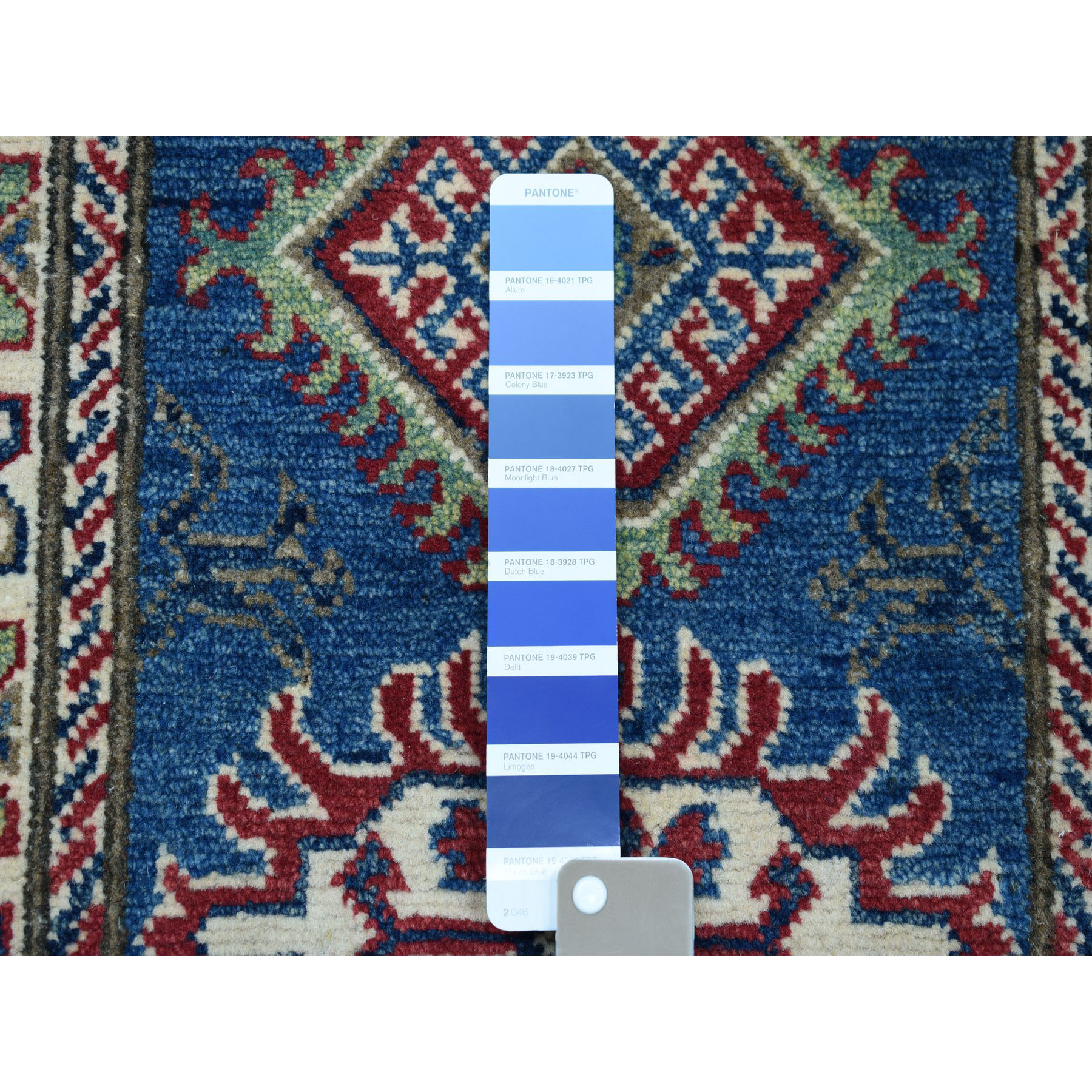 1-10 x2-10  Blue Geometric Design Kazak Pure Wool Hand-Knotted Oriental Rug 