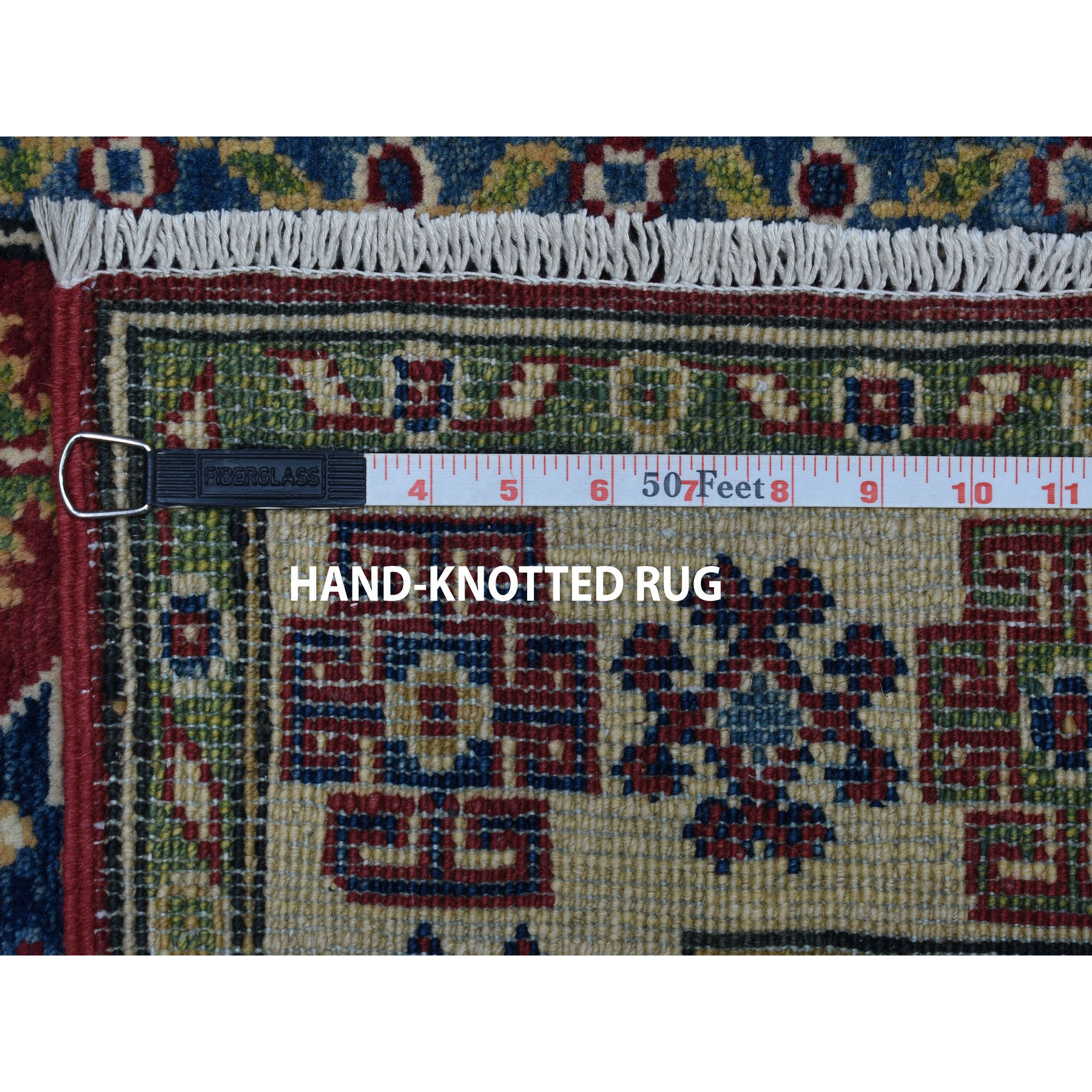 3-1 x5- Red Geometric Design Kazak Pure Wool Hand-Knotted Oriental Rug 