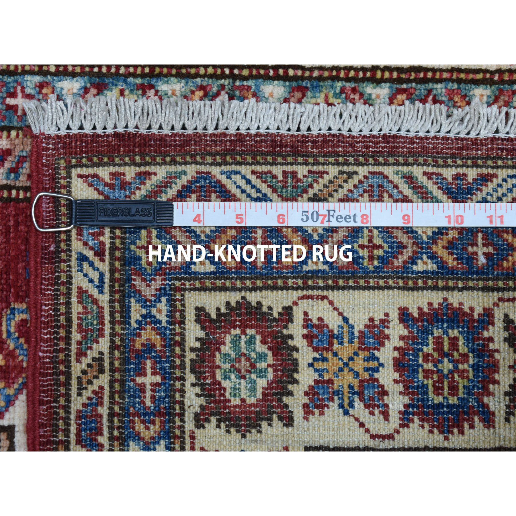 3-3 x5-1  Red Super Kazak Pure Wool Geometric Design Hand-Knotted Oriental Rug 