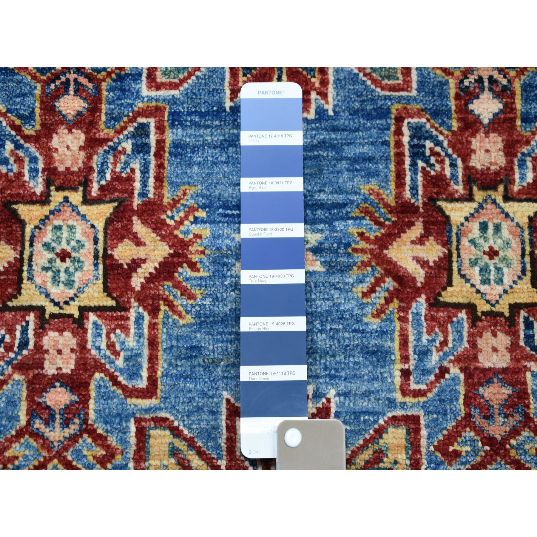 3-3 x5-1  Blue Super Kazak Geometric Design Pure Wool Hand-Knotted Oriental Rug 