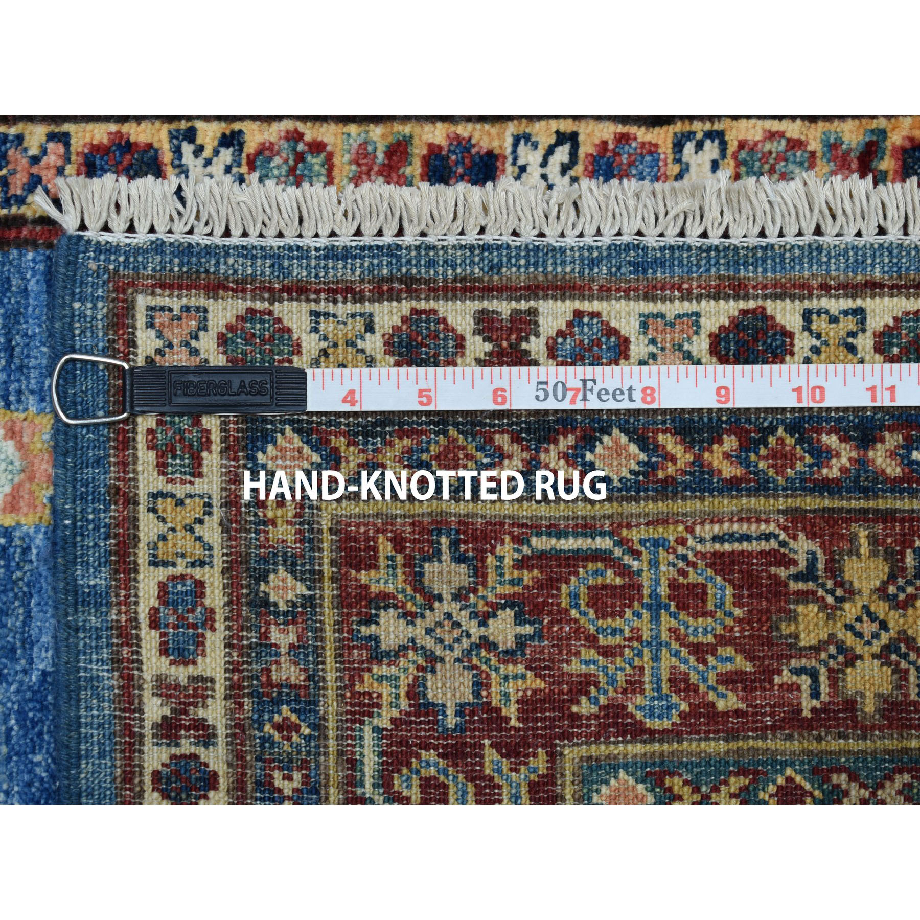 3-3 x5-1  Blue Super Kazak Geometric Design Pure Wool Hand-Knotted Oriental Rug 