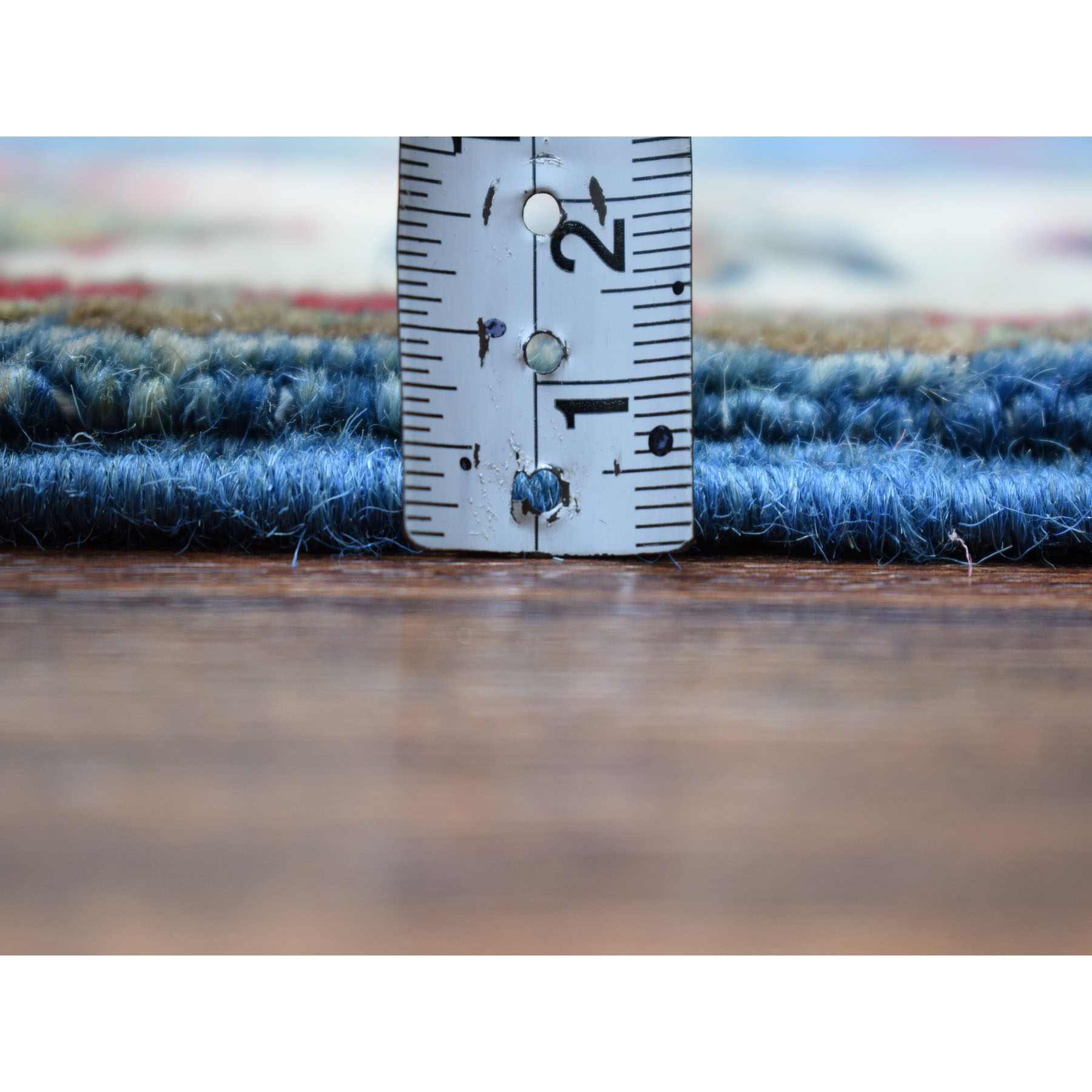 2-1 x2-10  Blue Geometric Design Kazak Pure Wool Hand-Knotted Oriental Rug 