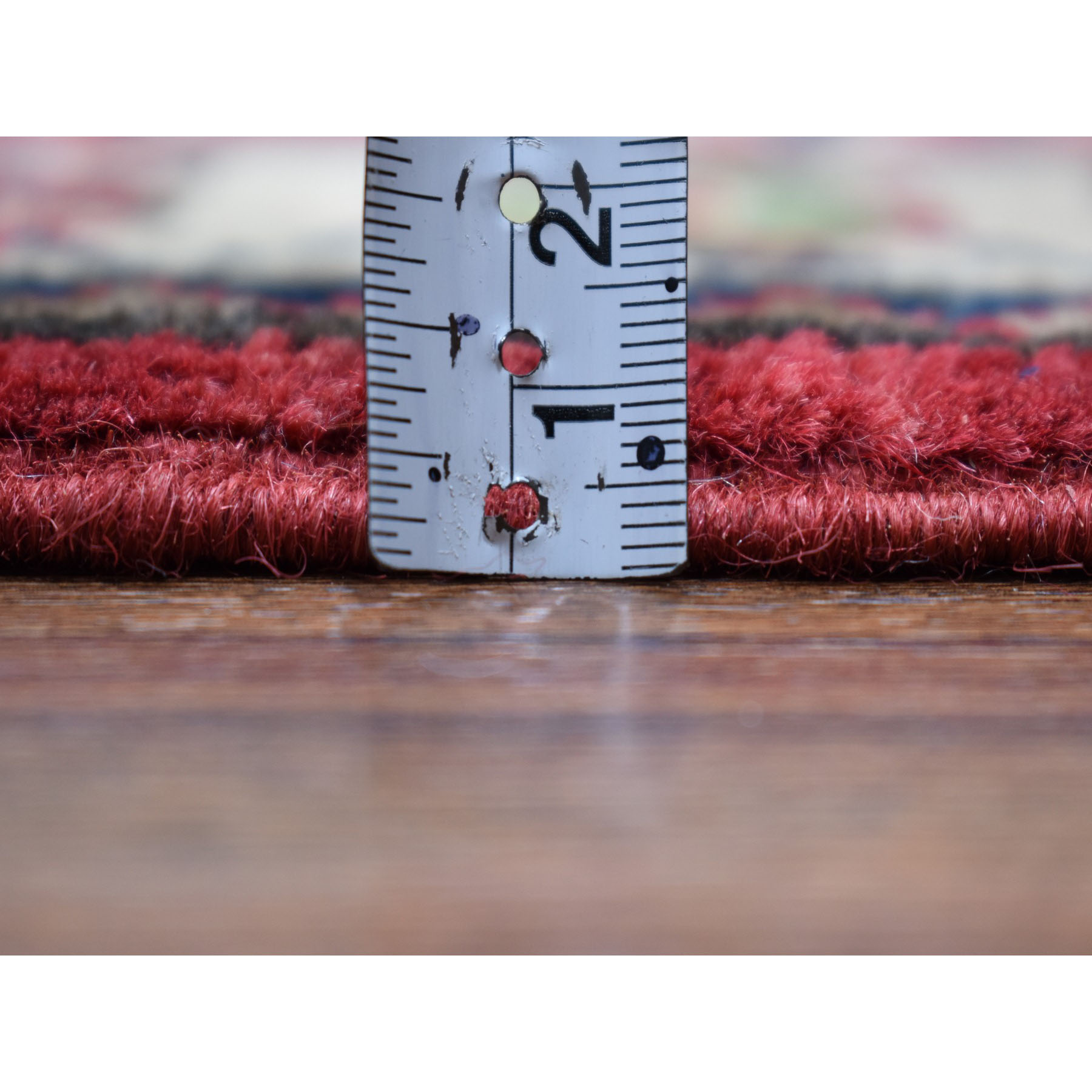 2-x3- Red Geometric Design Kazak Pure Wool Hand-Knotted Oriental Rug 