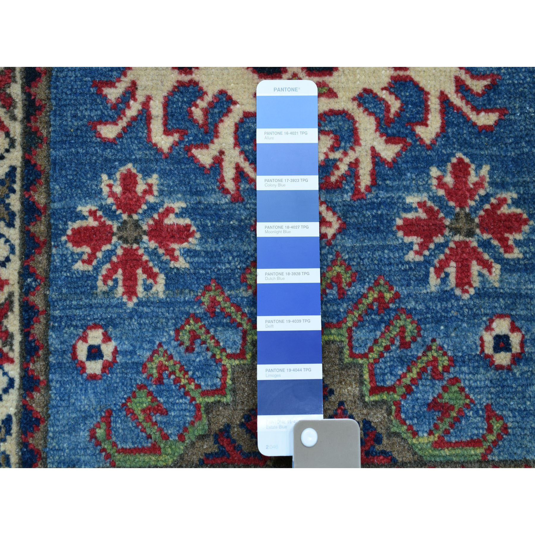 2-x2-10  Blue Geometric Design Kazak Pure Wool Hand-Knotted Oriental Rug 