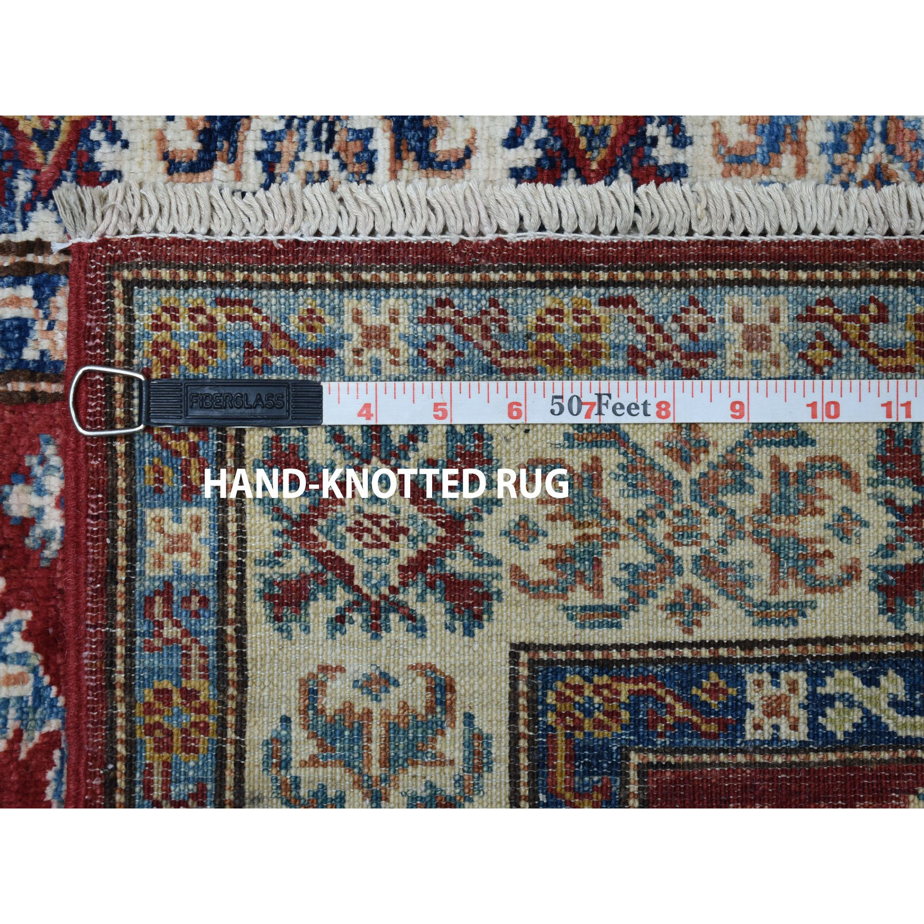 2-7 x3-10  Red Super Kazak Pure Wool Geometric Design Hand-Knotted Oriental Rug 