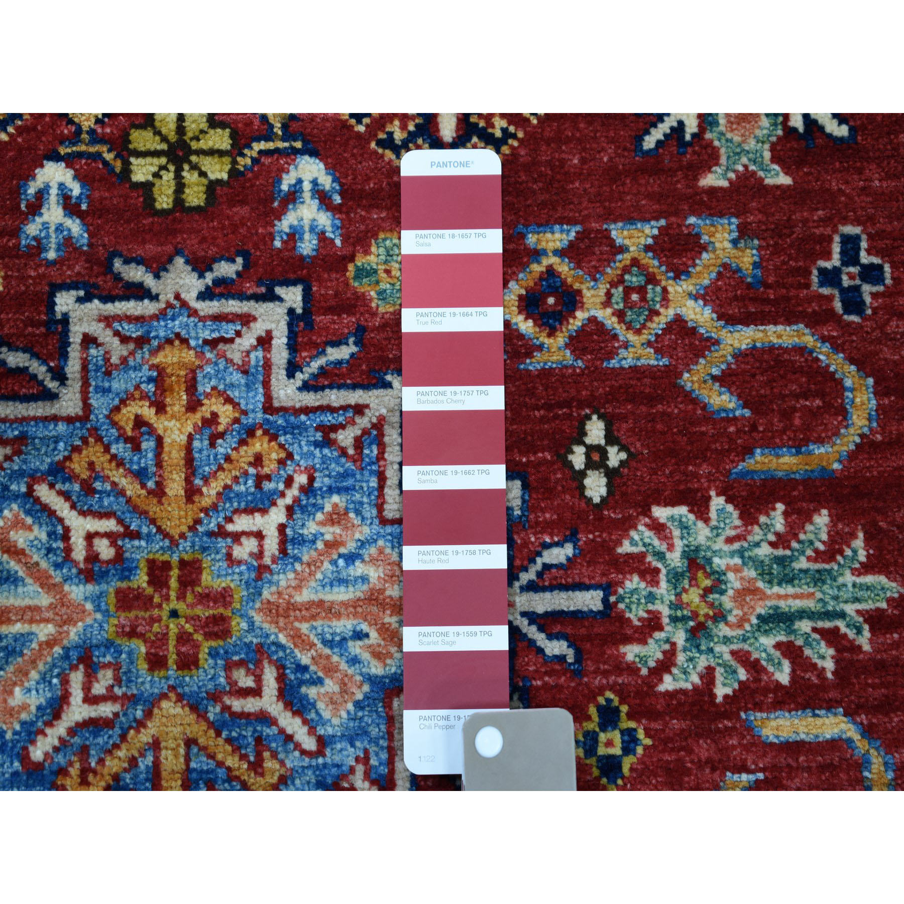 3-2 x5- Red Super Kazak Pure Wool Geometric Design Hand-Knotted Oriental Rug 
