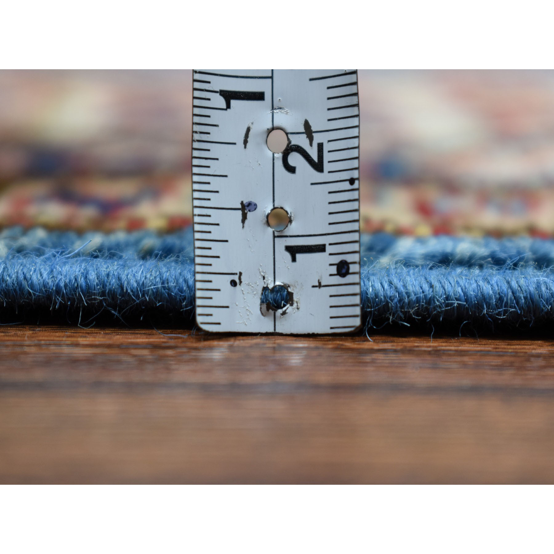 3-4 x5- Blue Super Kazak Geometric Design Pure Wool Hand-Knotted Oriental Rug 