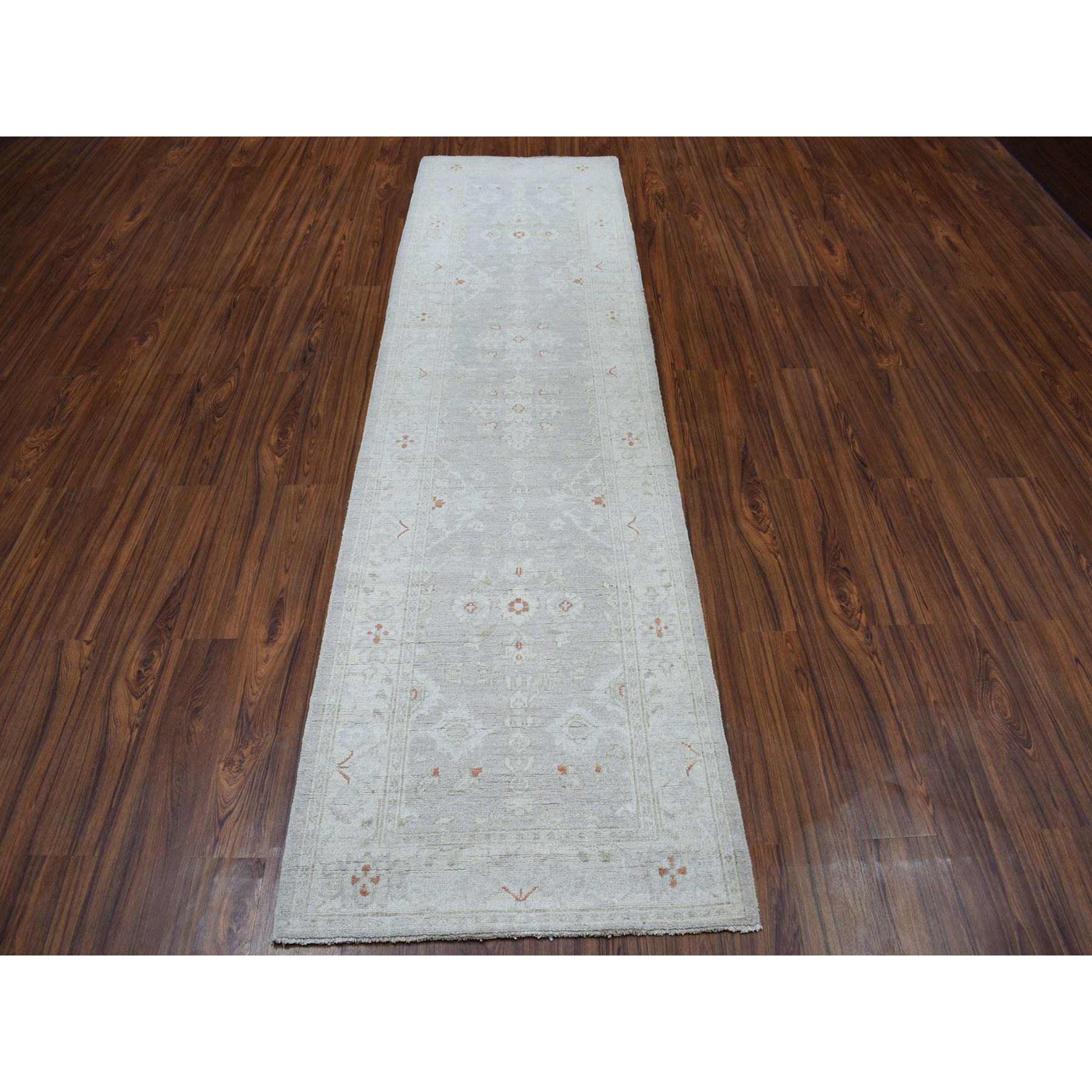 2-8 x9-7  White Wash Peshawar Pure Wool Hand-Knotted Oriental  Runner Rug 