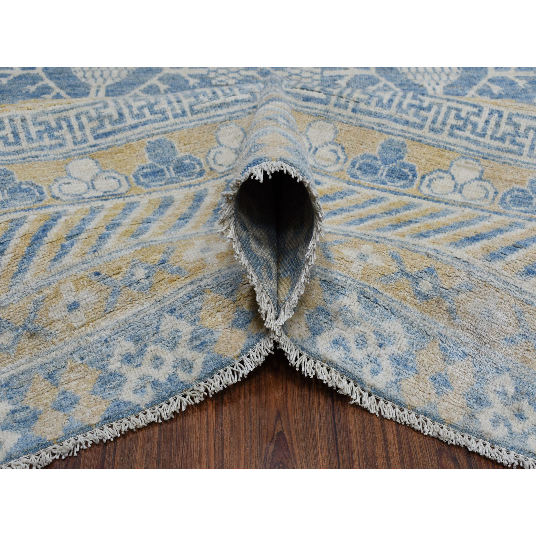 12-x17-5  Oversized White Wash Peshawar Samarkand Hand-Knotted Pure Wool Oriental Rug 