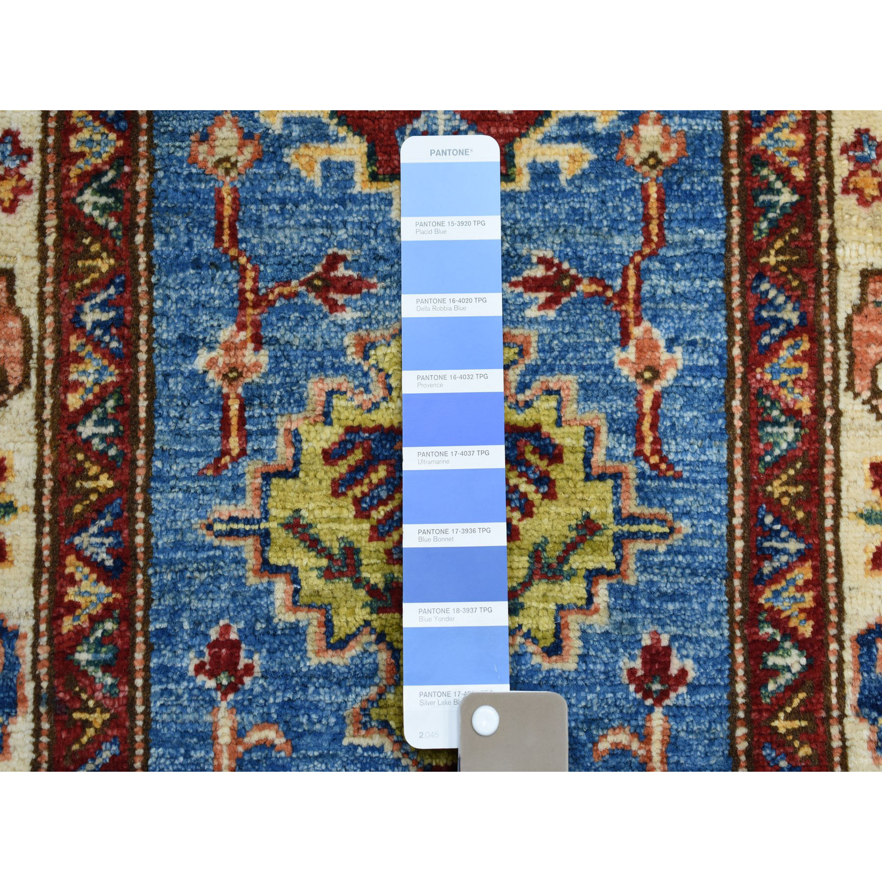 2-x3- Blue Super Kazak Geometric Design Pure Wool Hand-Knotted Oriental Rug 