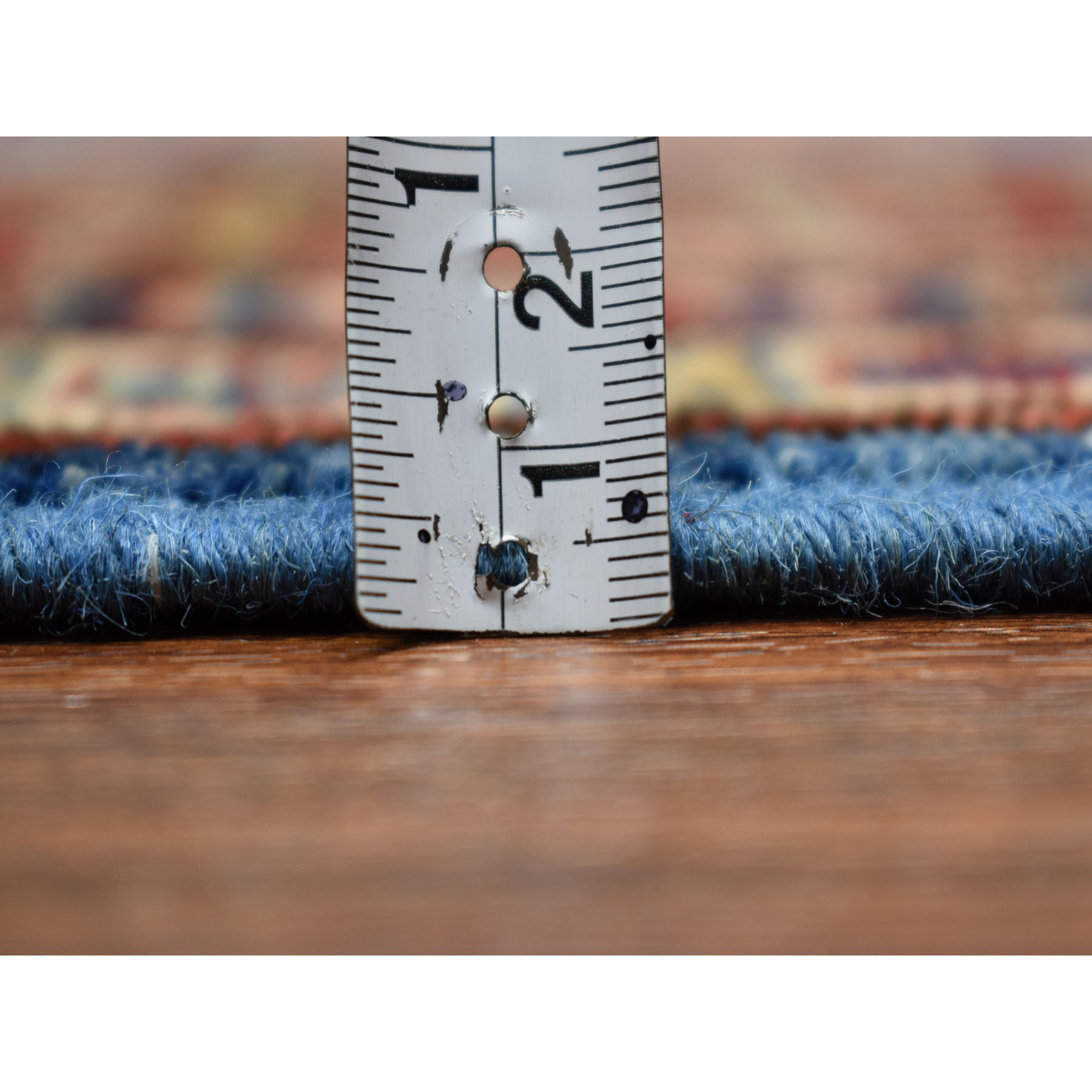 3-4 x5-1  Blue Super Kazak Geometric Design Pure Wool Hand-Knotted Oriental Rug 