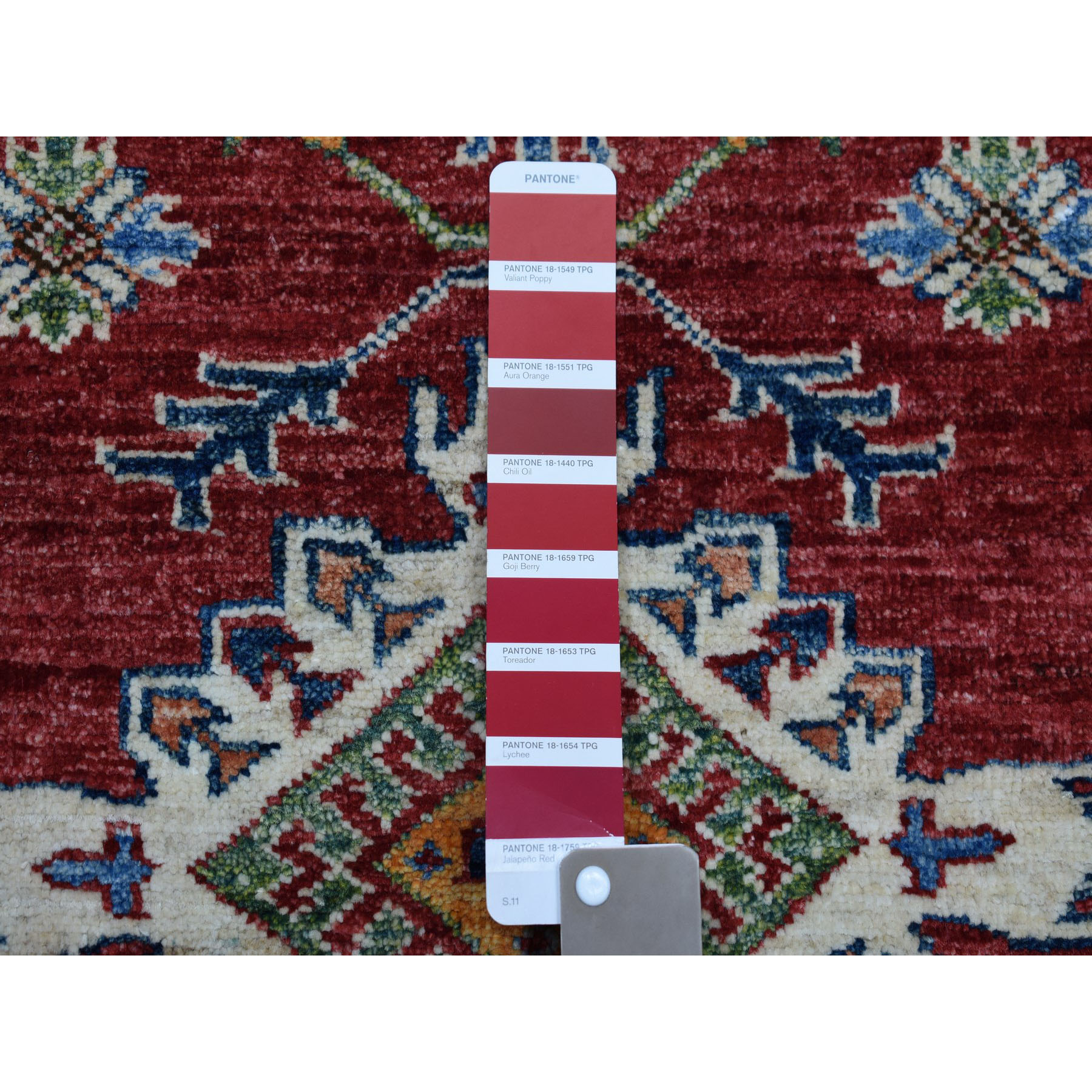 3-5 x4-7  Red Super Kazak Pure Wool Geometric Design Hand-Knotted Oriental Rug 
