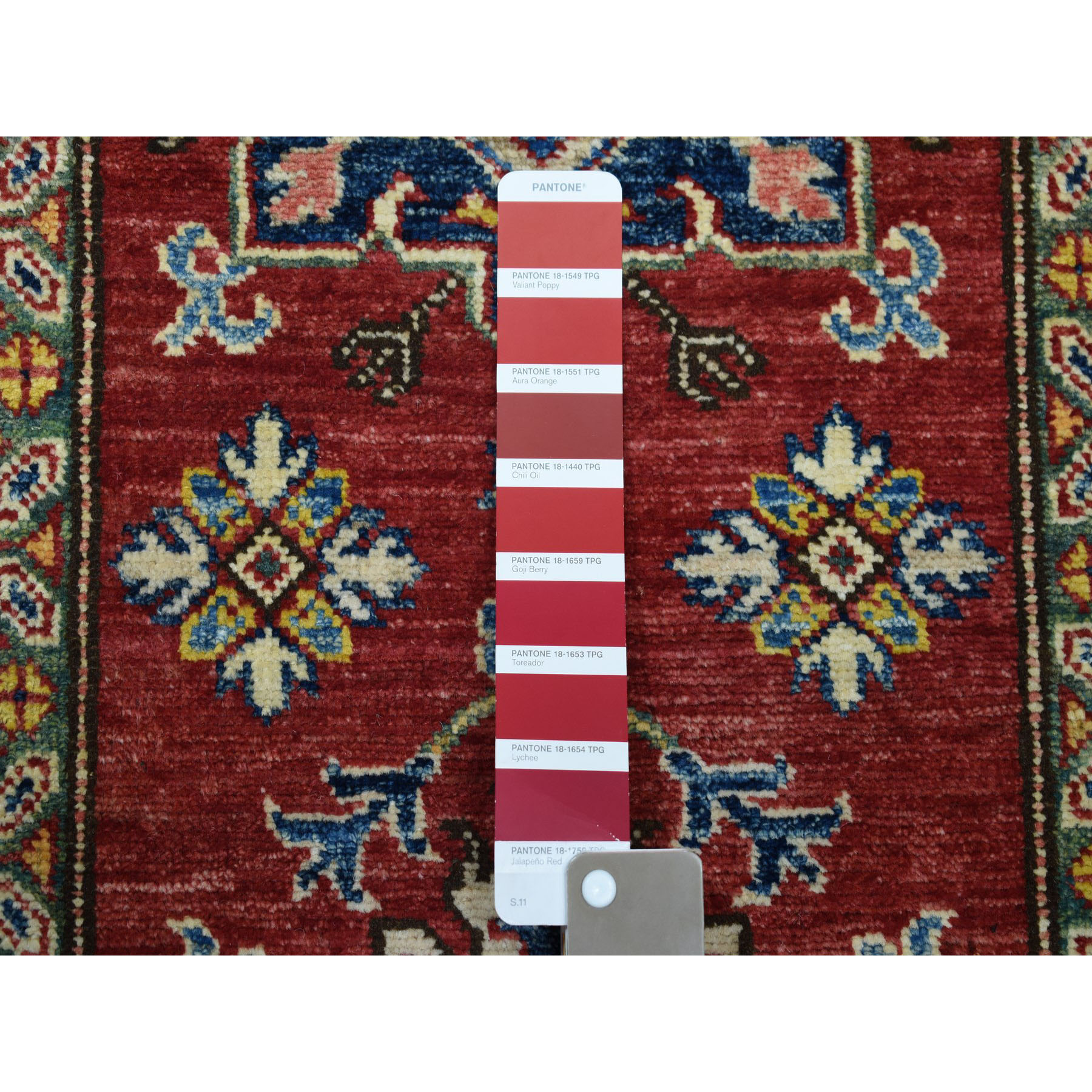 2-6 x19-8  Red Super Kazak Pure Wool Geometric Design Hand-Knotted XL Runner Oriental Rug 
