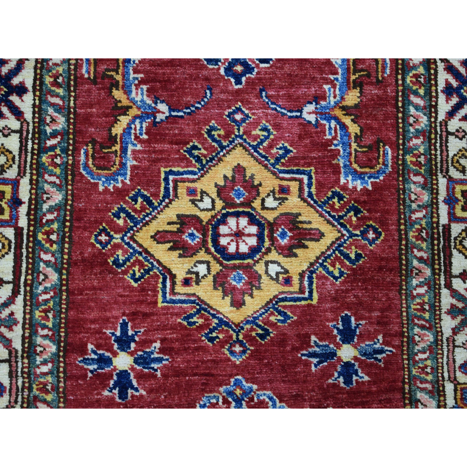 2-4 x18-2  Red Super Kazak Pure Wool Geometric Design Hand-Knotted XL Runner Oriental Rug 