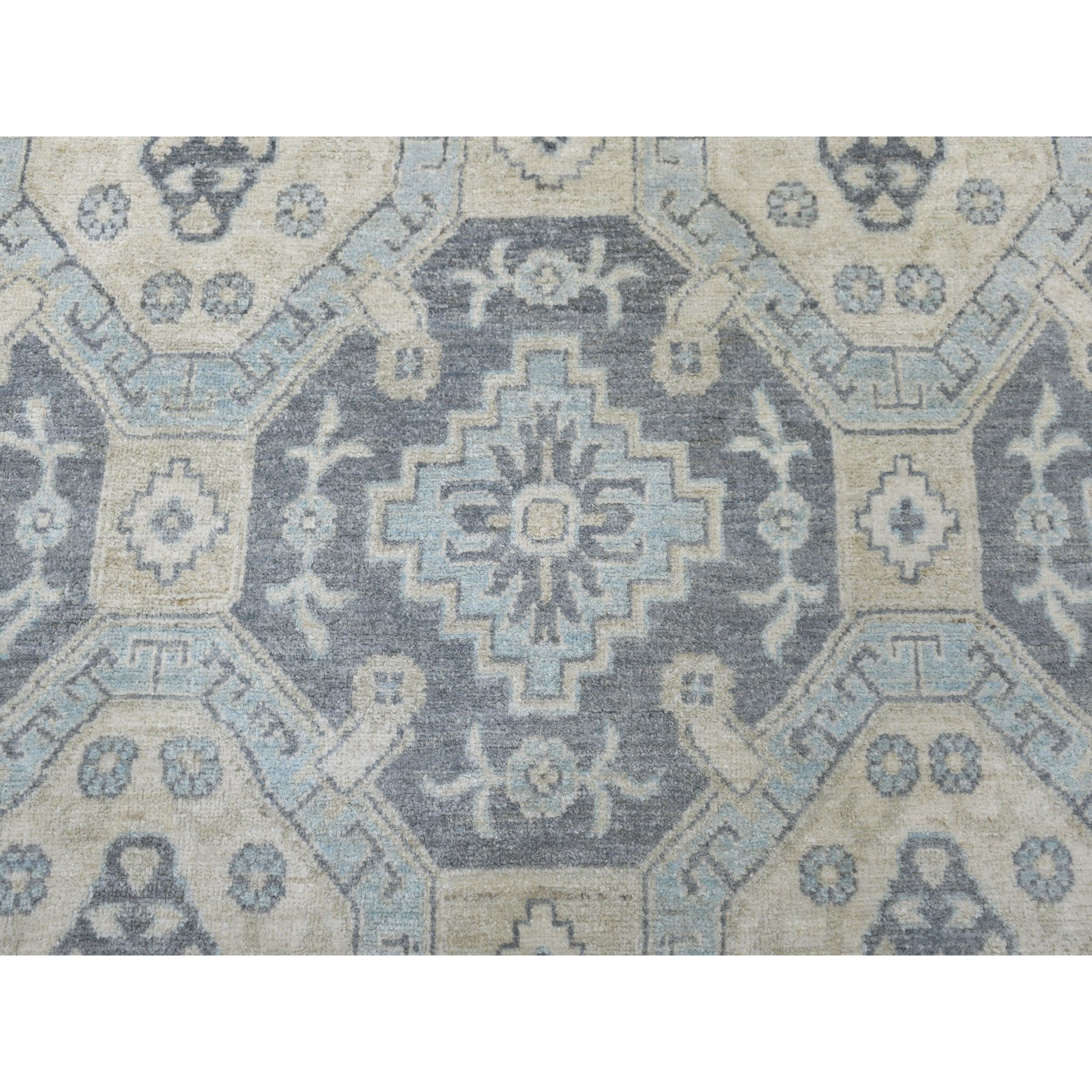 5-9 x8-6  White Wash Peshawar Pure Wool Hand-Knotted Oriental Rug 