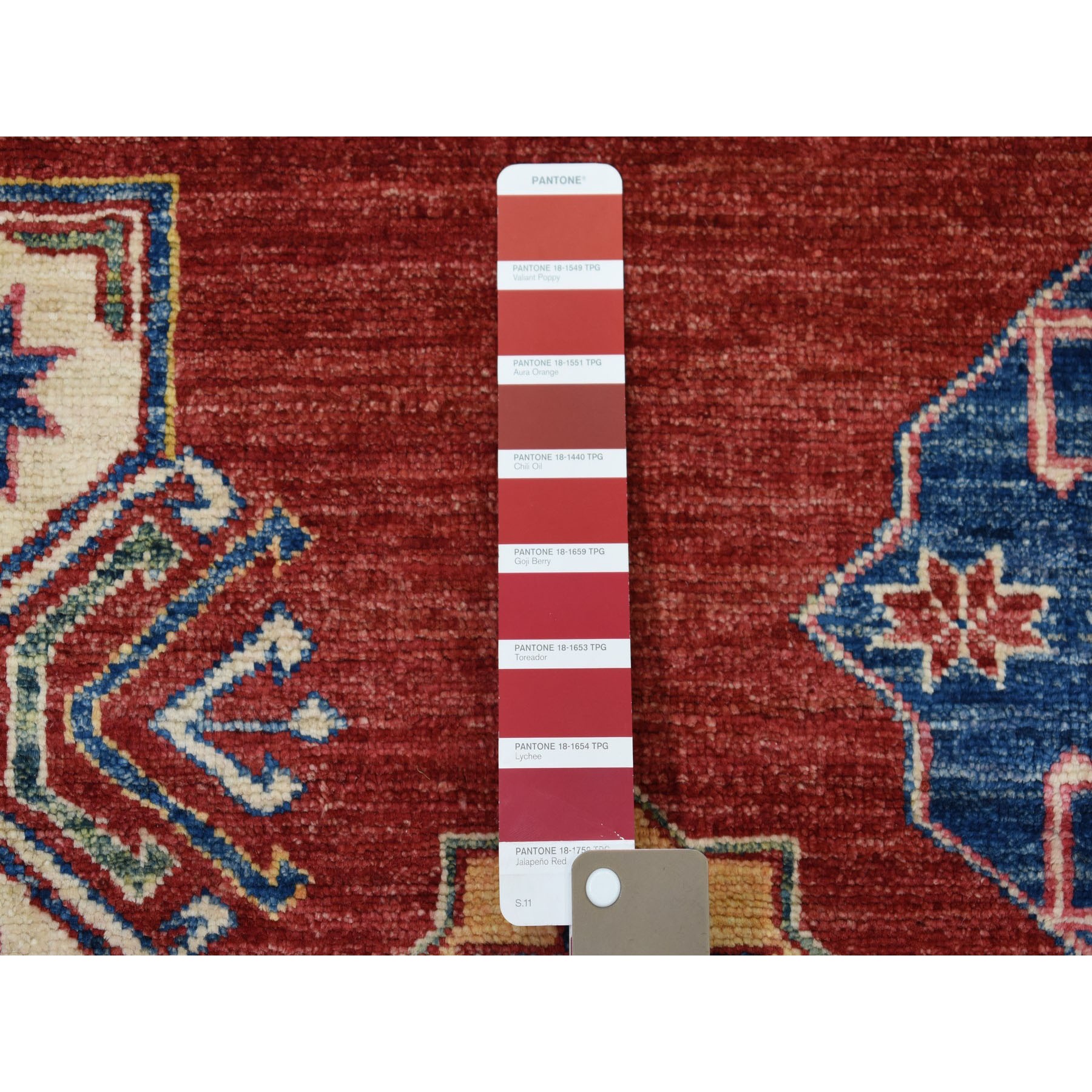 10-9 x14- Red Super Kazak Pure Wool Geometric Design Hand-Knotted Oriental Rug 
