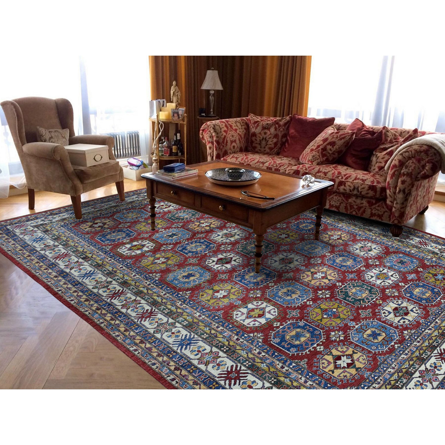  Wool Hand-Knotted Area Rug 10'8