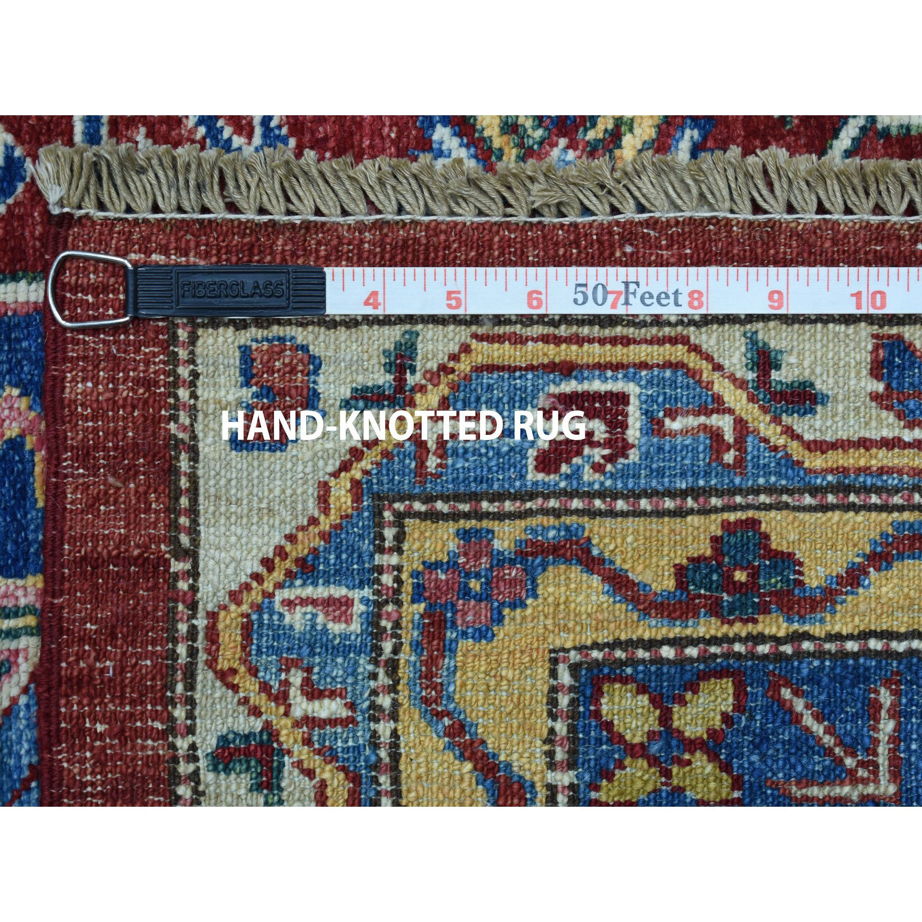 10-8 x14-2  Red Super Kazak Pure Wool Geometric Design Hand-Knotted Oriental Rug 