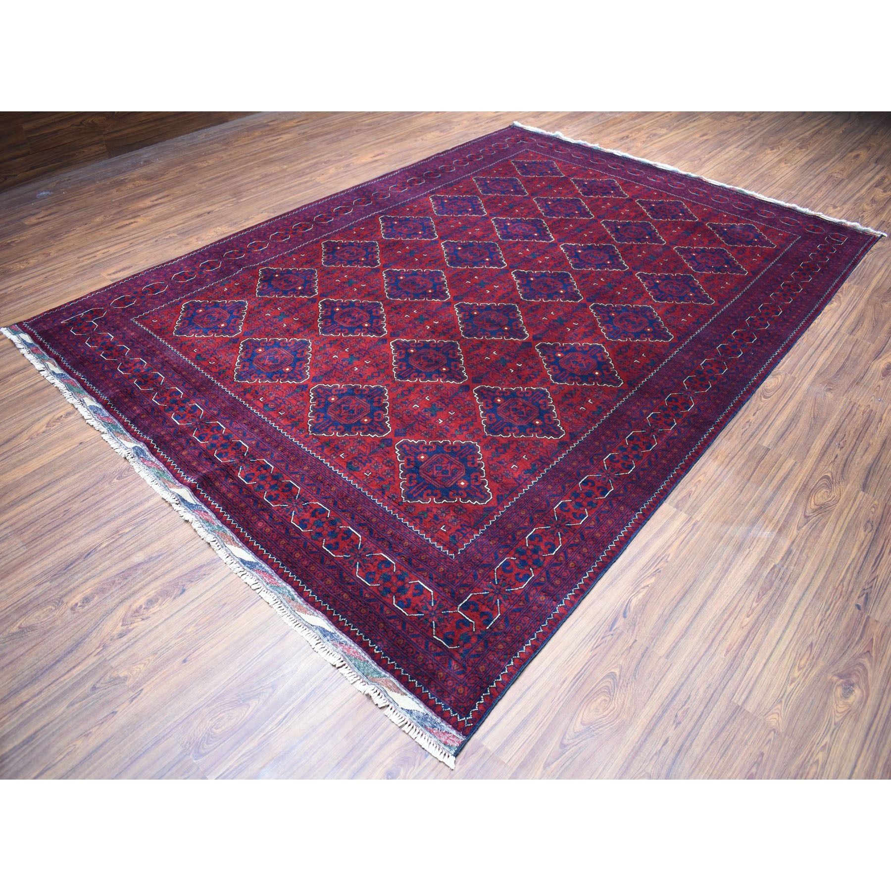 8-1 x11-2  Repetitive Design Pure Wool Afghan Khamyab Hand-Knotted Oriental Rug 