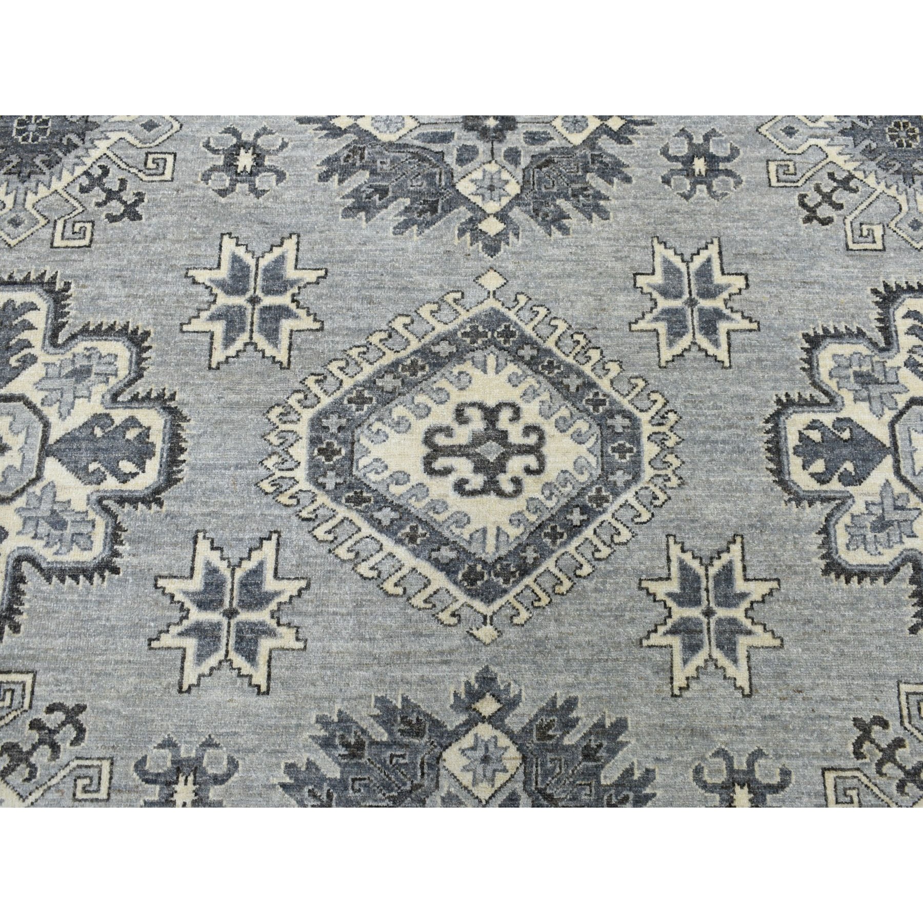 9-9 x13-7  Gray Pure Wool Hand-Knotted Peshawar With Karajeh Design Oriental Rug 