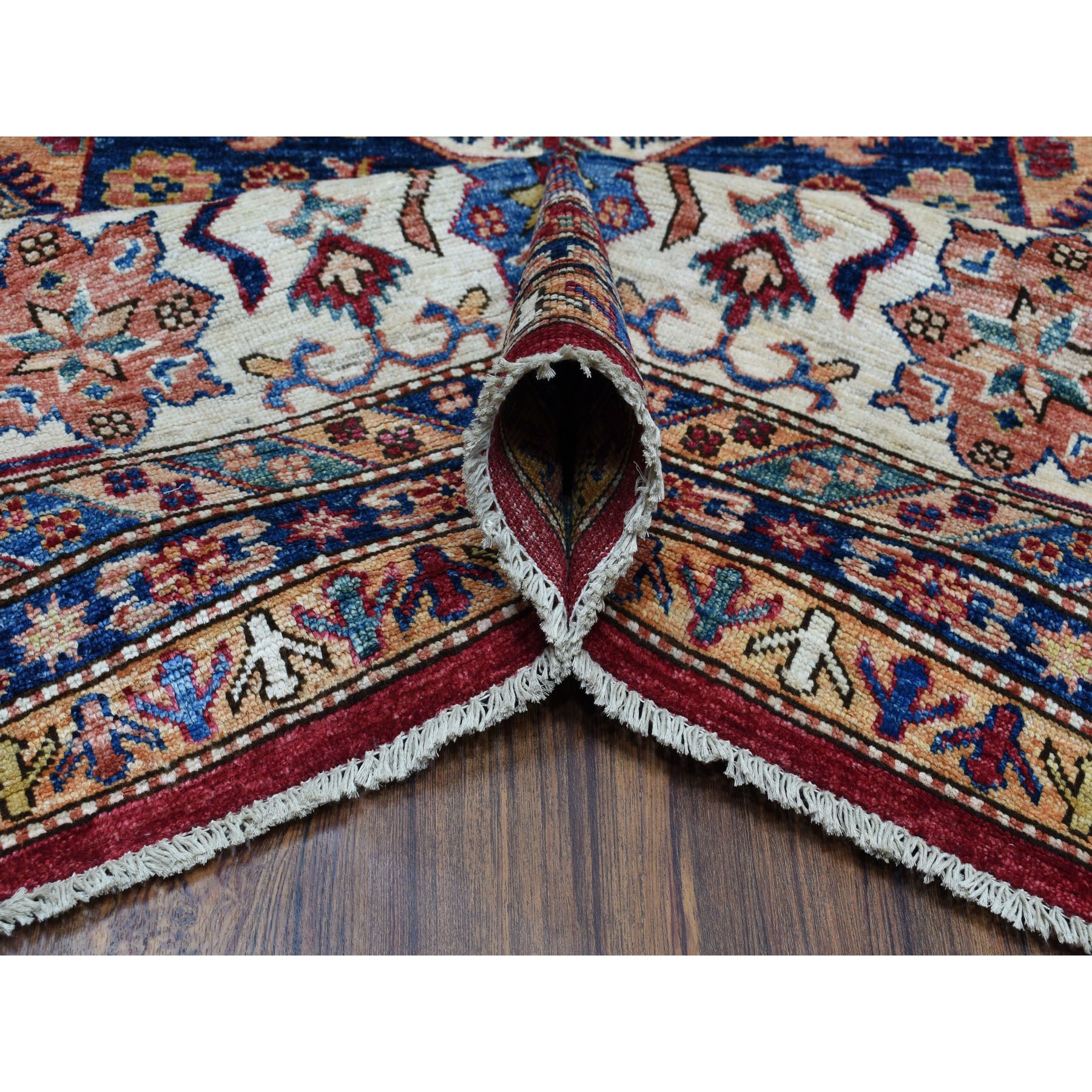 10-3 x13-10  Red Super Kazak Pure Wool Geometric Design Hand-Knotted Oriental Rug 