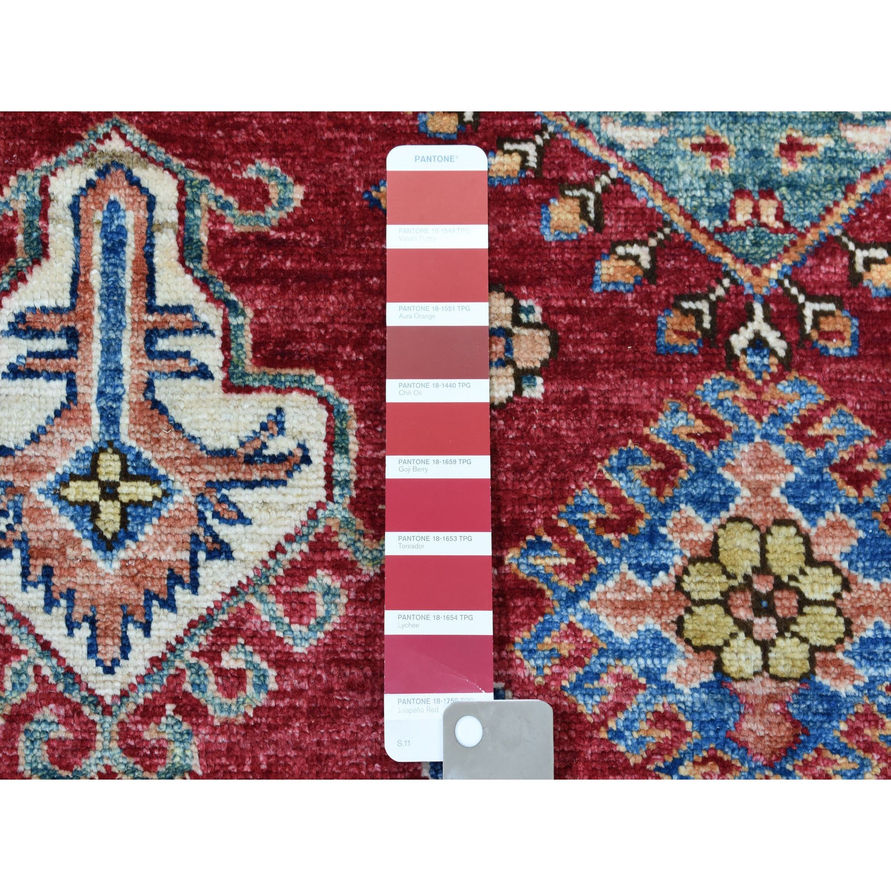 10-3 x13-10  Red Super Kazak Pure Wool Geometric Design Hand-Knotted Oriental Rug 