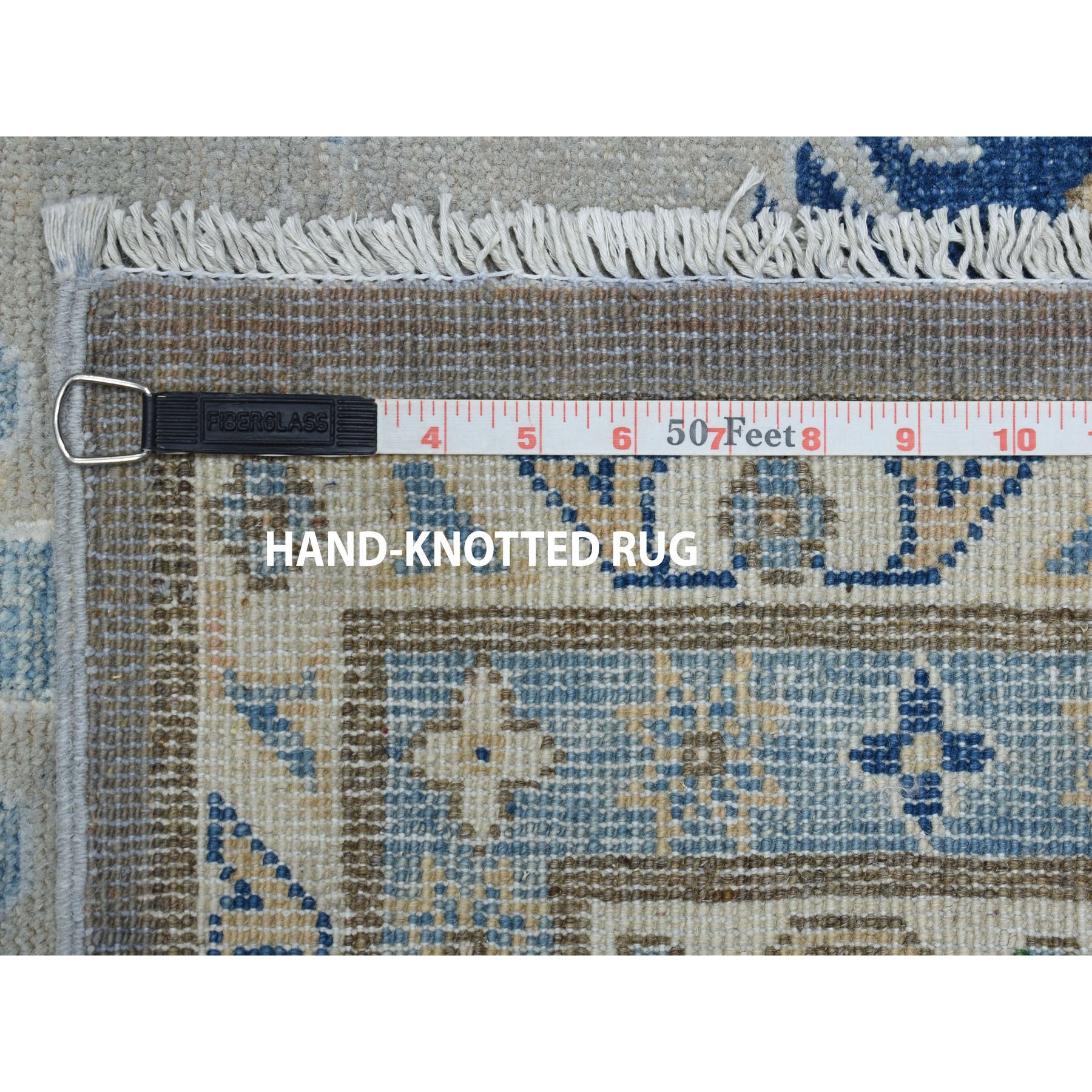 7-10 x10- Gray Vintage Look Kazak Geometric Design Hand-Knotted Oriental Rug 