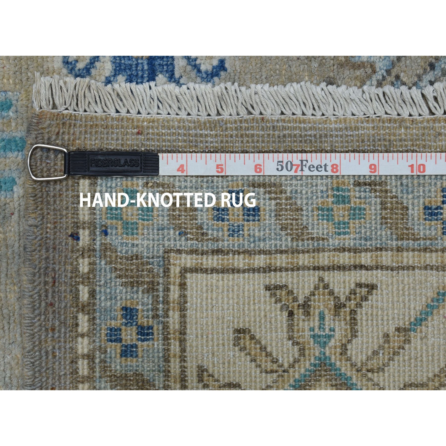 8-x9-10  Gray Vintage Look Kazak Geometric Design Hand-Knotted Oriental Rug 
