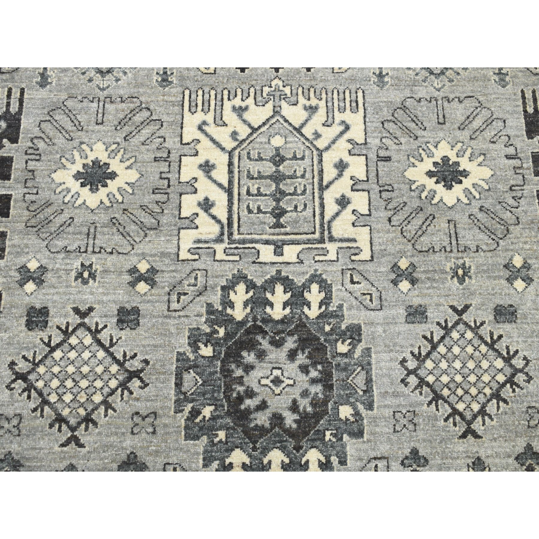 9-3 x11-10  Gray Pure Wool Hand-Knotted Peshawar With Karajeh Design Oriental Rug 