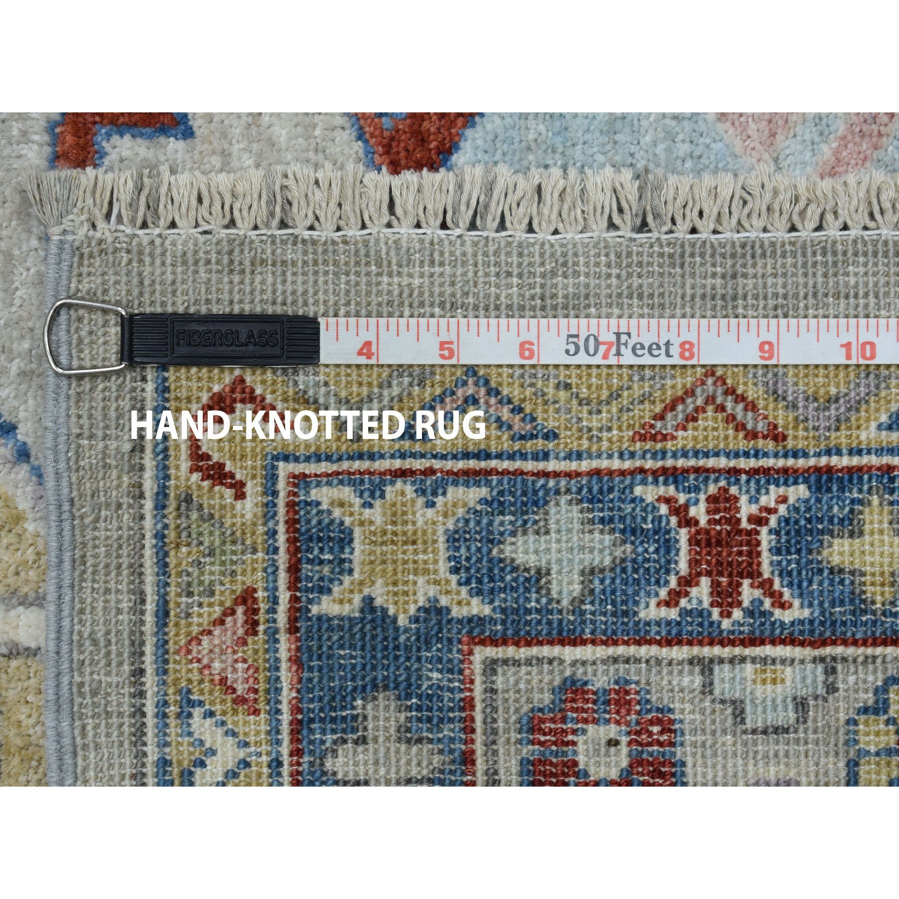 8-10 x12- Super Kazak With Gray Color Pure Wool Hand-Knotted Oriental Rug 
