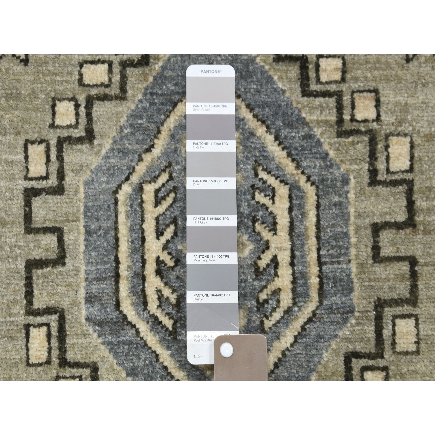 10-1 x13-8  Gray Pure Wool Hand-Knotted Peshawar With Karajeh Design Oriental Rug 