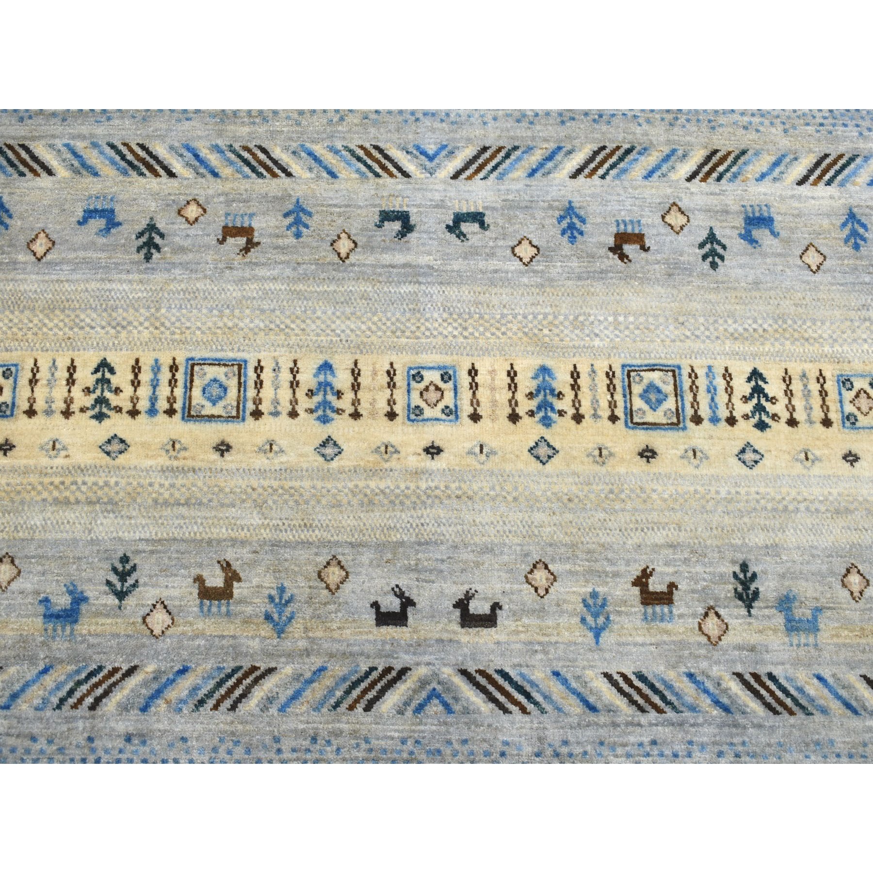 8-x9-9  Blue Kashkuli Gabbeh Pictorial Pure wool Hand-knotted Oriental Rug 