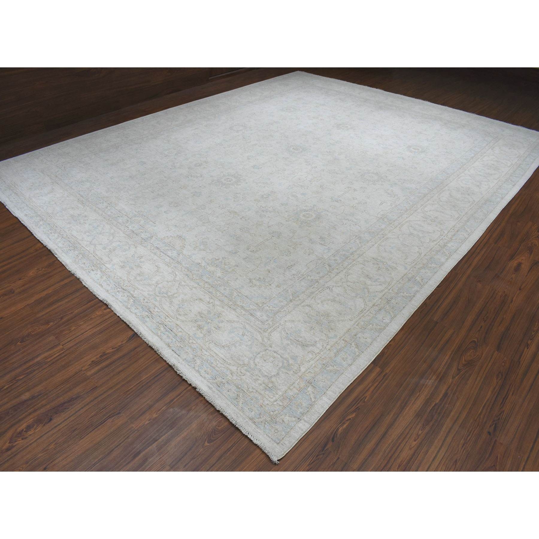 12-x14-7  Oversized White Wash Peshawar Pure Wool Hand-Knotted Oriental Rug 