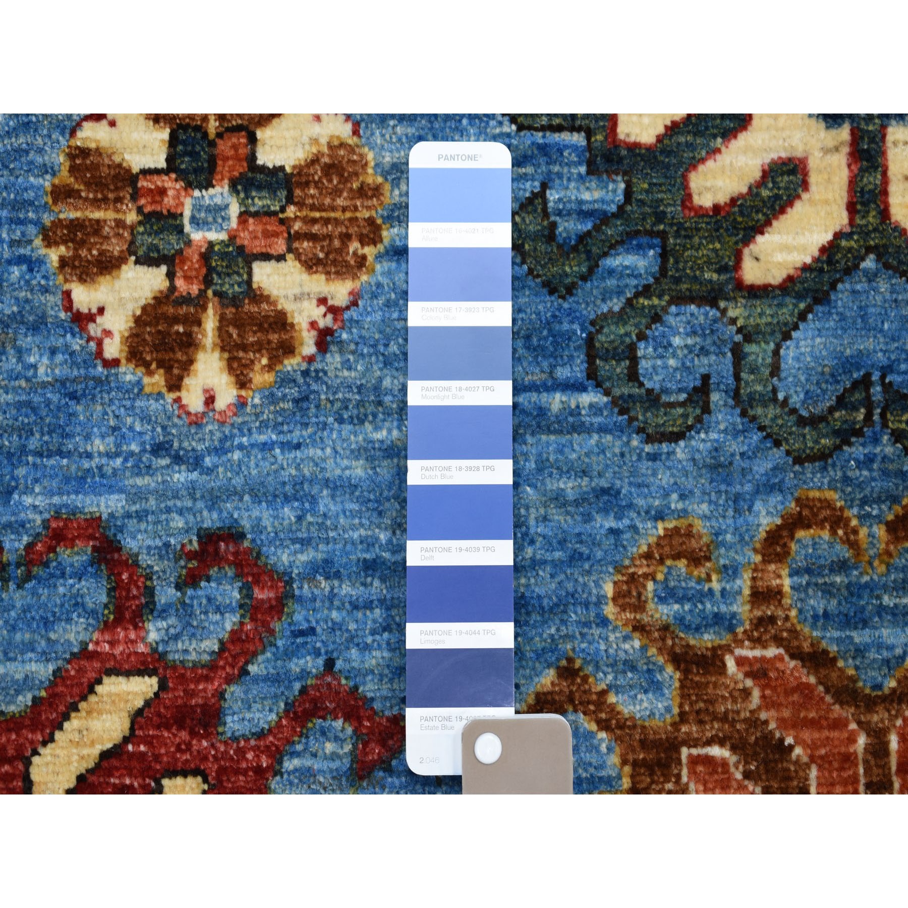 9-x11-5  Blue All Over Design Afghan Ersari Pure Wool Hand-Knotted Oriental Rug 