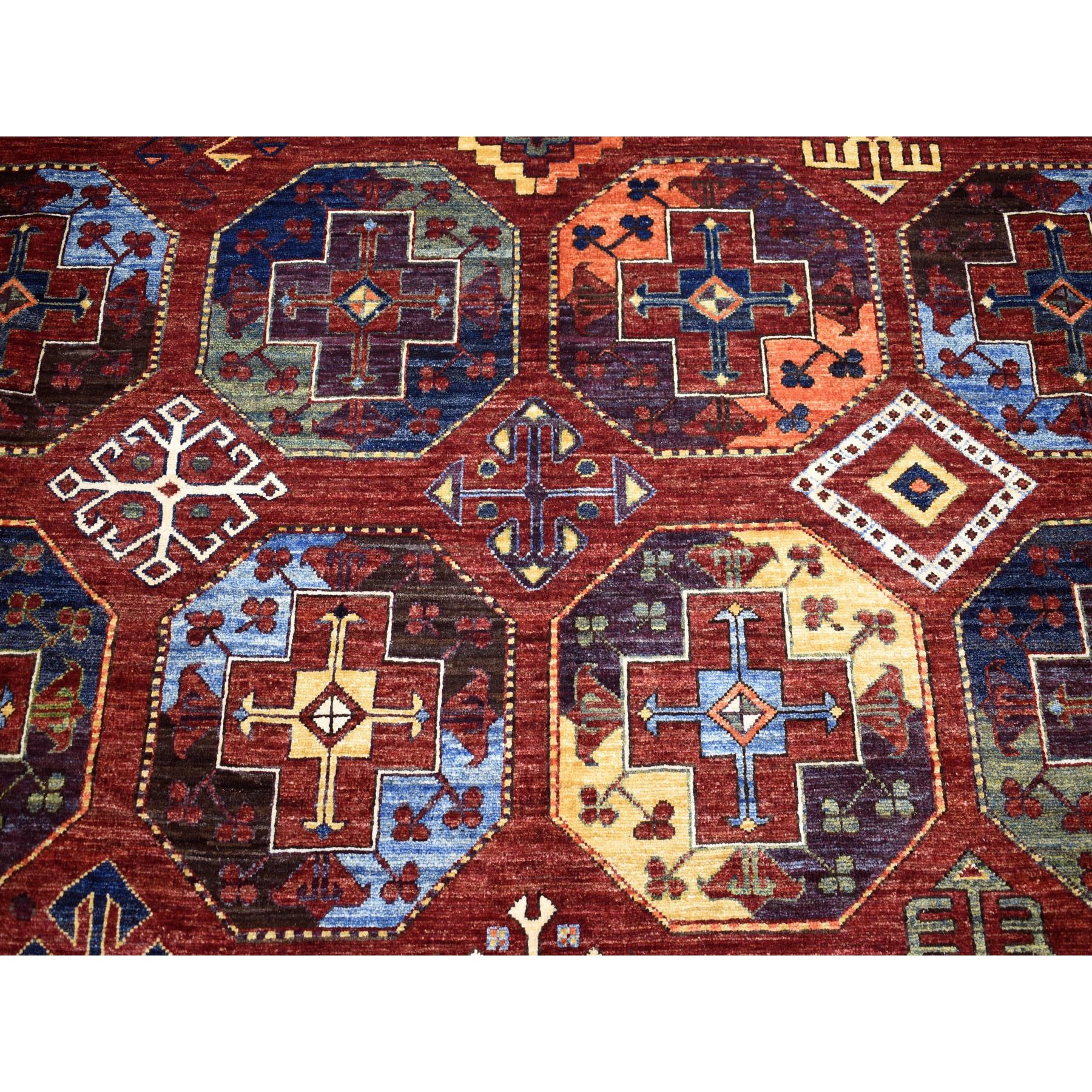 8-3 x10- Afghan Ersari Elephant Feet Design Pure Wool Hand-Knotted Oriental Rug 