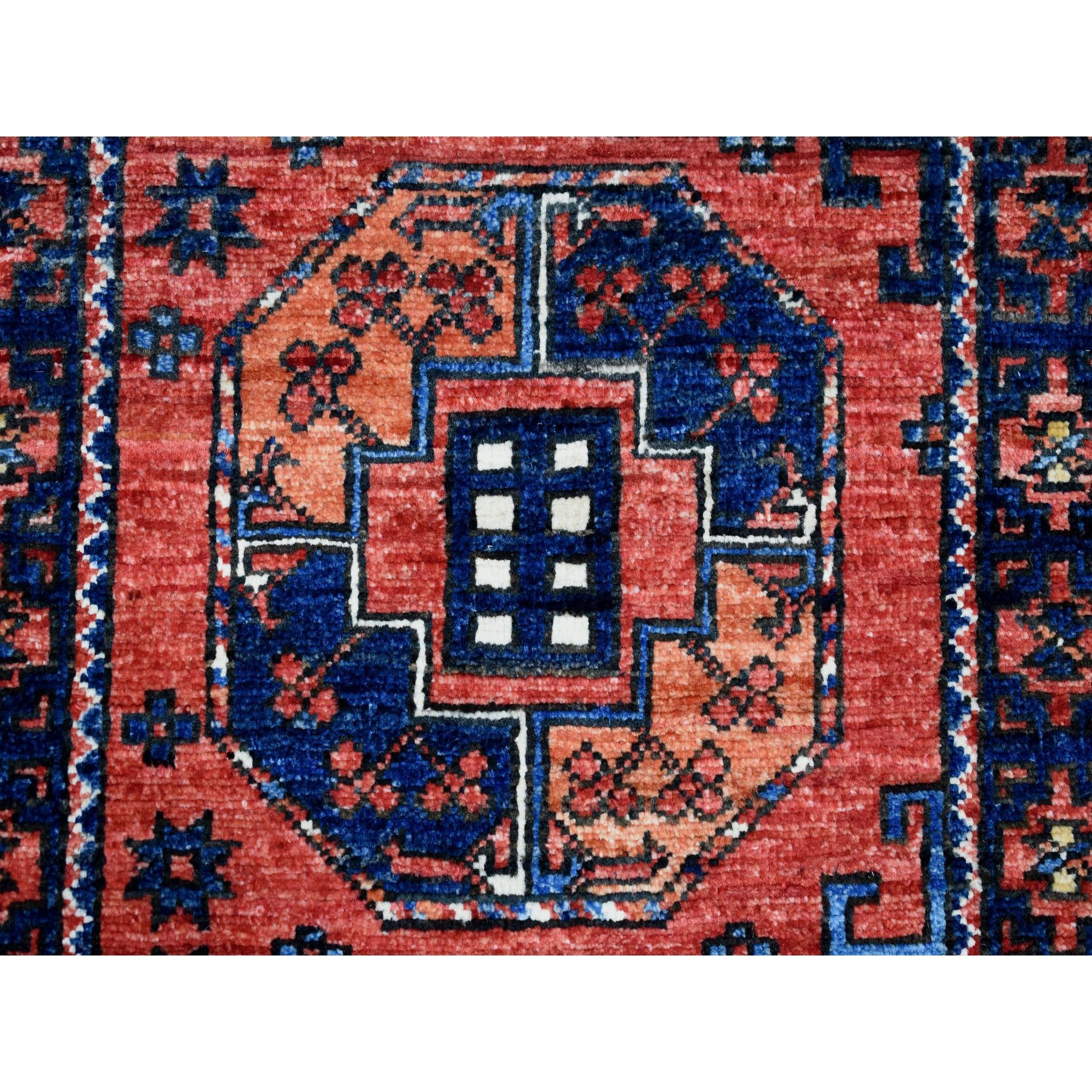 2-x3- Afghan Ersari Elephant Feet Design Pure Wool Hand-Knotted Oriental Rug 