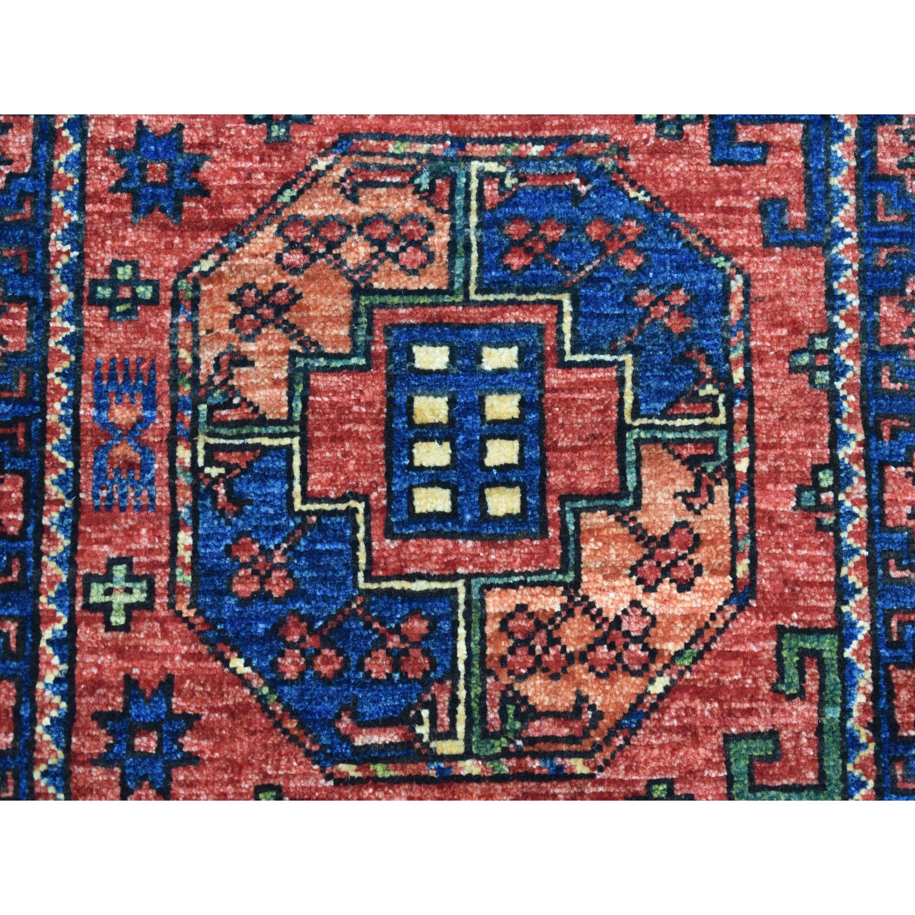 2-1 x3- Afghan Ersari Elephant Feet Design Pure Wool Hand Knotted Oriental Rug 