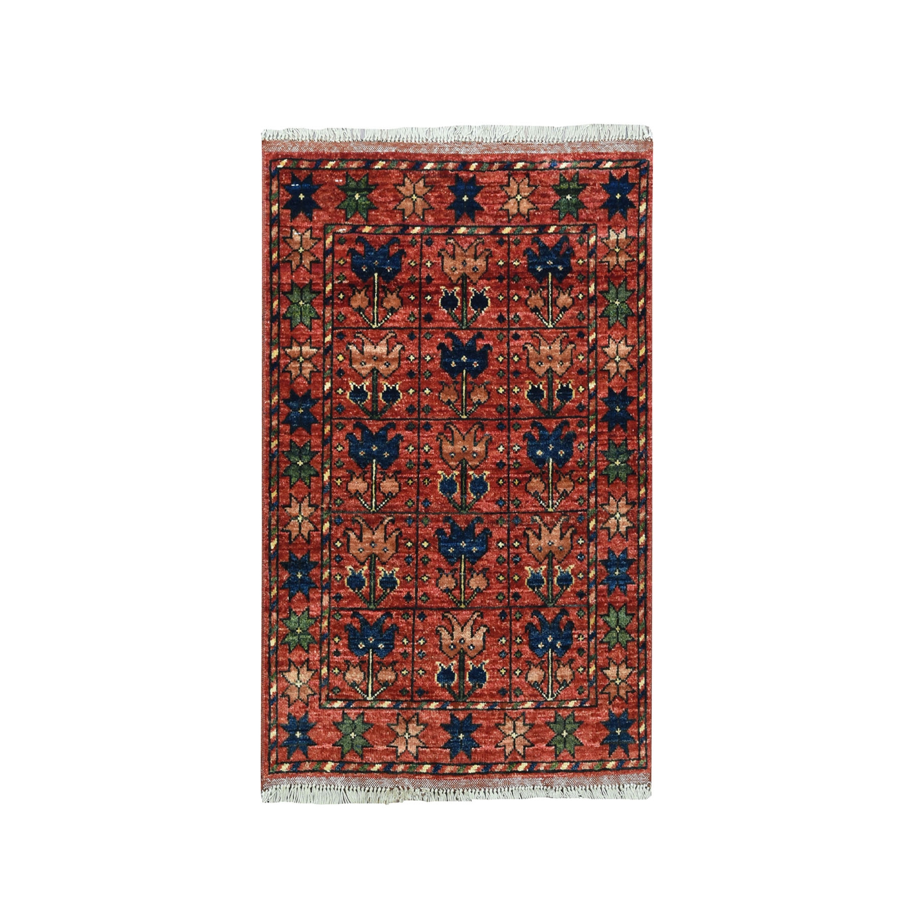2'2"X3' Afghan Ersari Pure Wool Hand Knotted Oriental Rug moaead0e