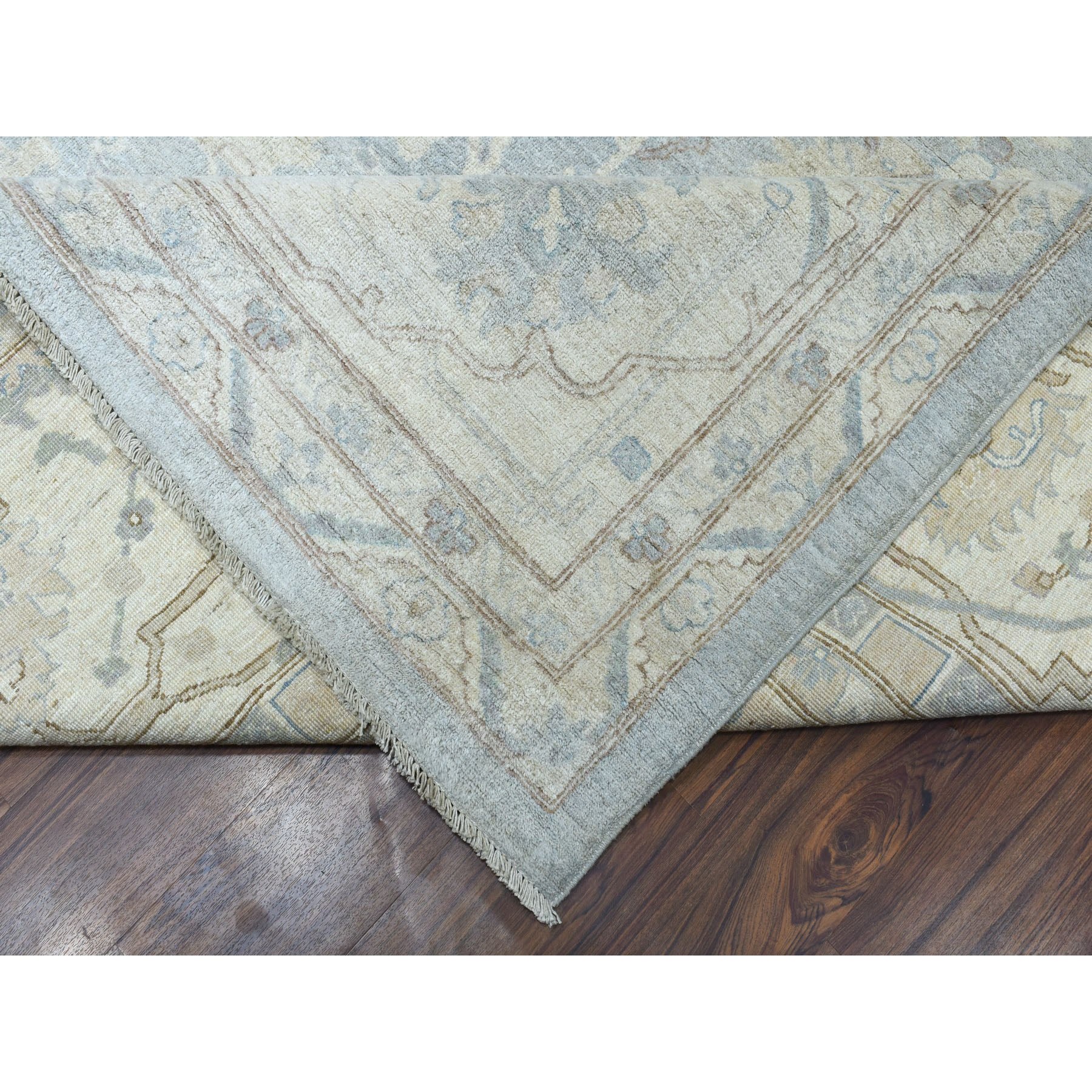 12-8 x19-9  Oversized White Wash Peshawar Pure Wool Hand-Knotted Oriental Rug 