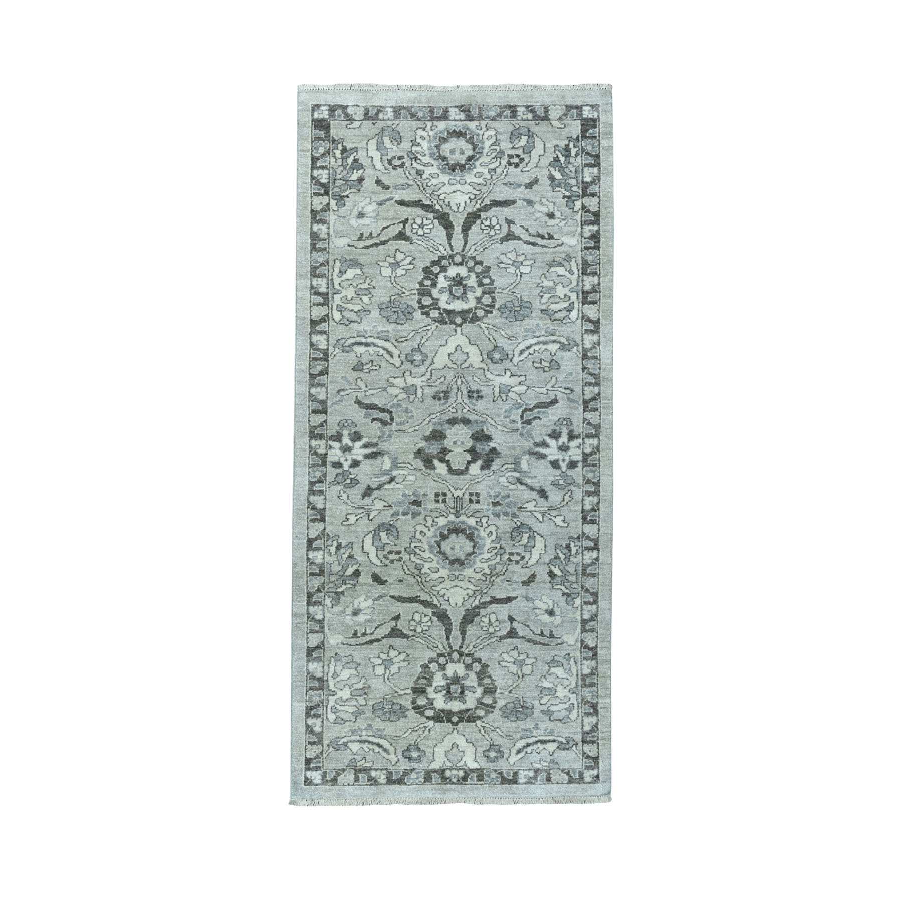 2'7"X5'9" Undyed Natural Wool Mahal Design Runner Hand Knotted Oriental Rug moaeadb9