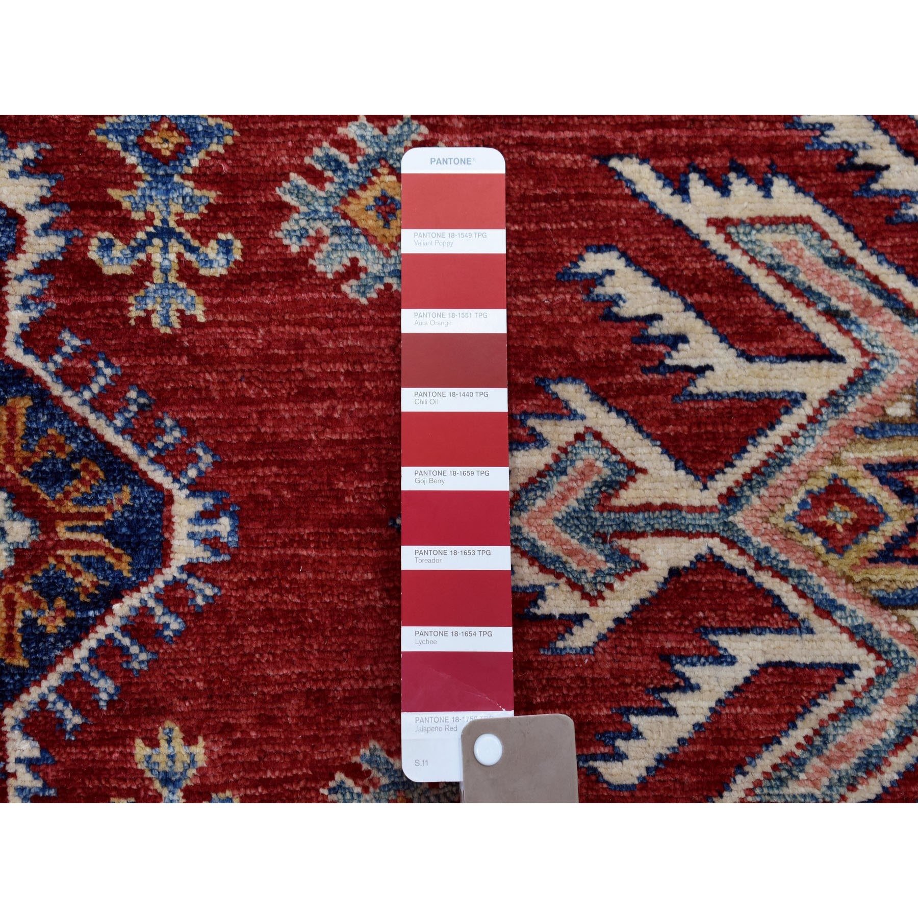 6-3 x9-5  Red Super Kazak Pure Wool Geometric Design Hand-Knotted Oriental Rug 