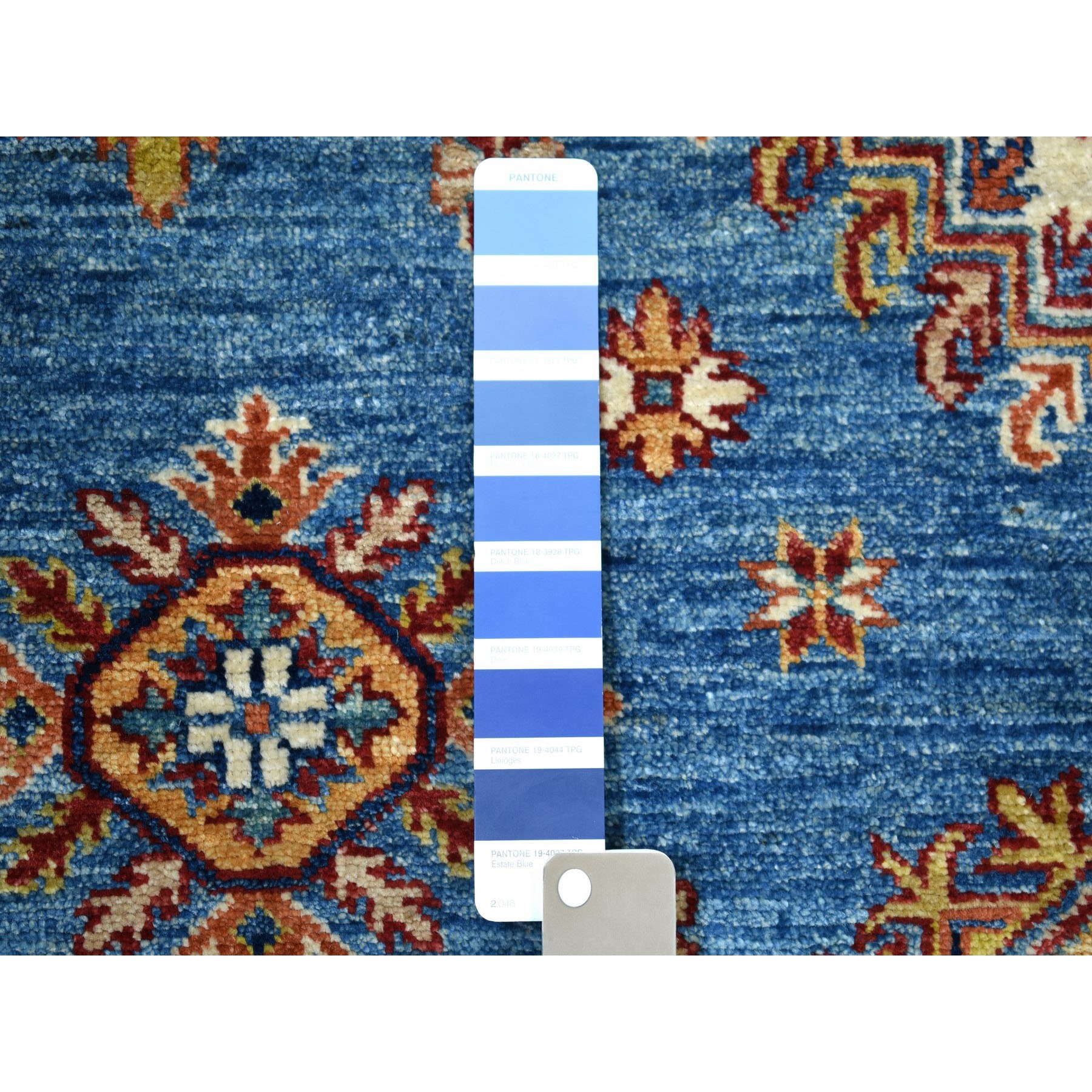 5-8 x8-6  Blue Super Kazak Geometric Design Pure Wool Hand-Knotted Oriental Rug 