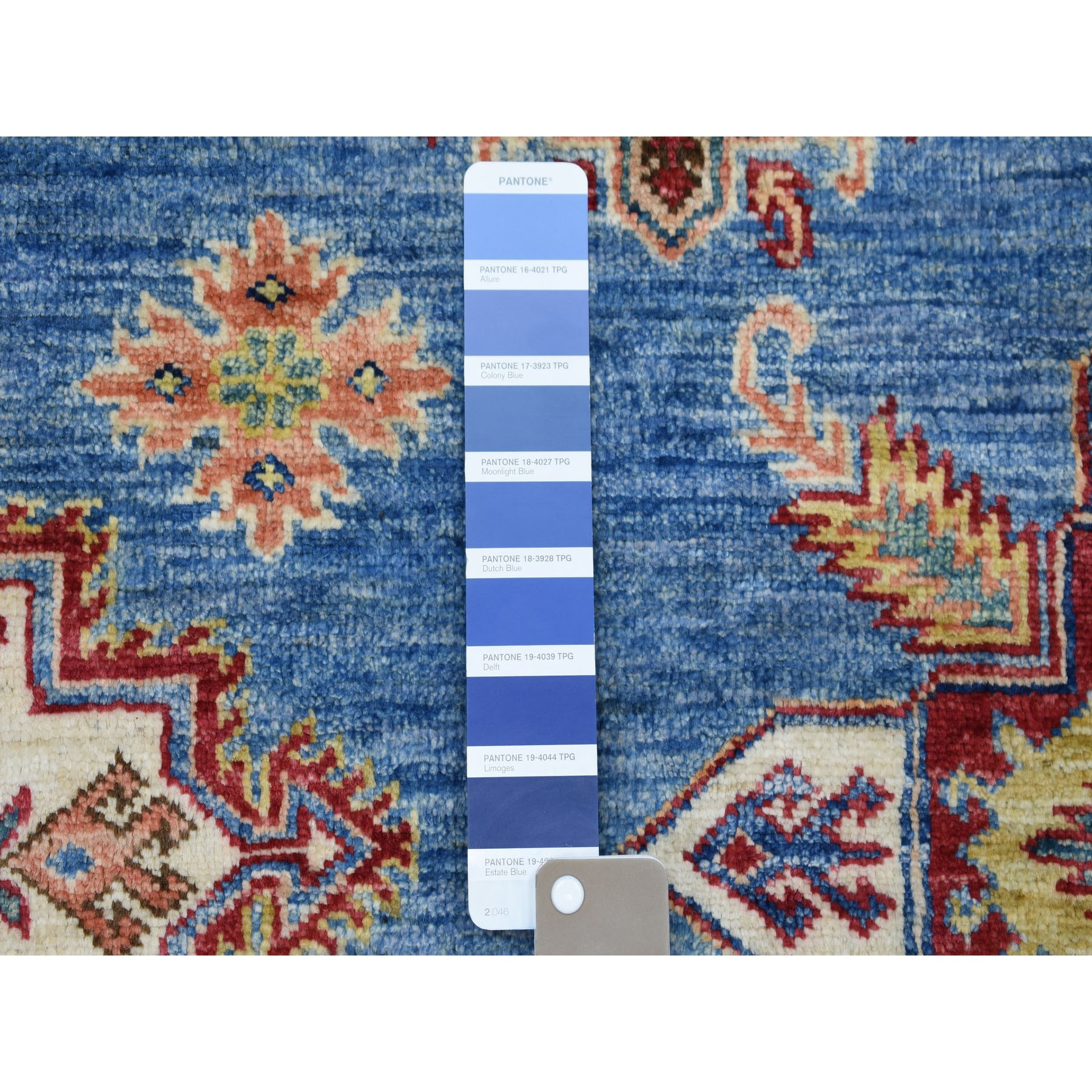8-2 x9-9  Blue Super Kazak Geometric Design Pure Wool Hand-Knotted Oriental Rug 