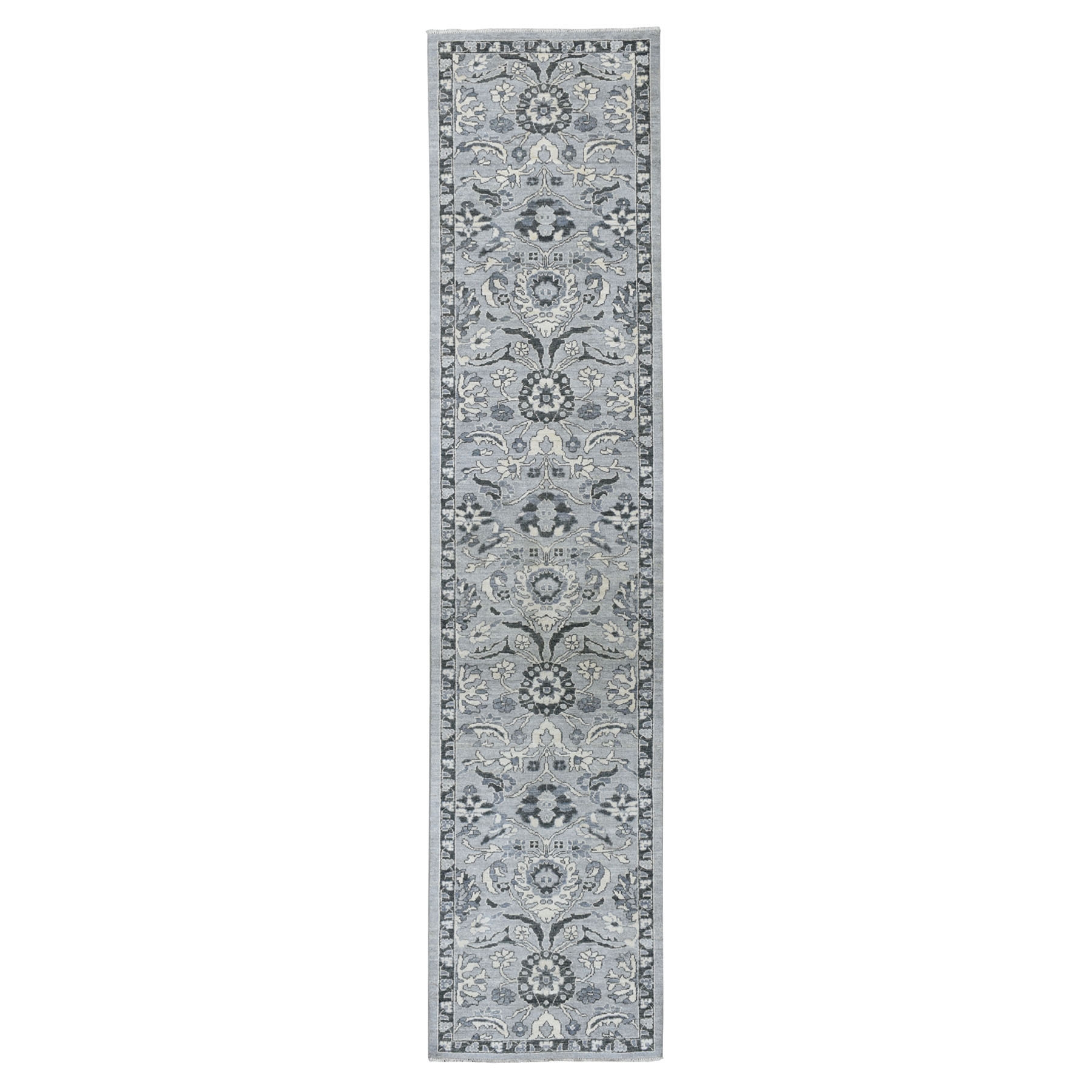 2'7"X11'7" Undyed Natural Wool Mahal Design Runner Hand Knotted Oriental Rug moaeaded