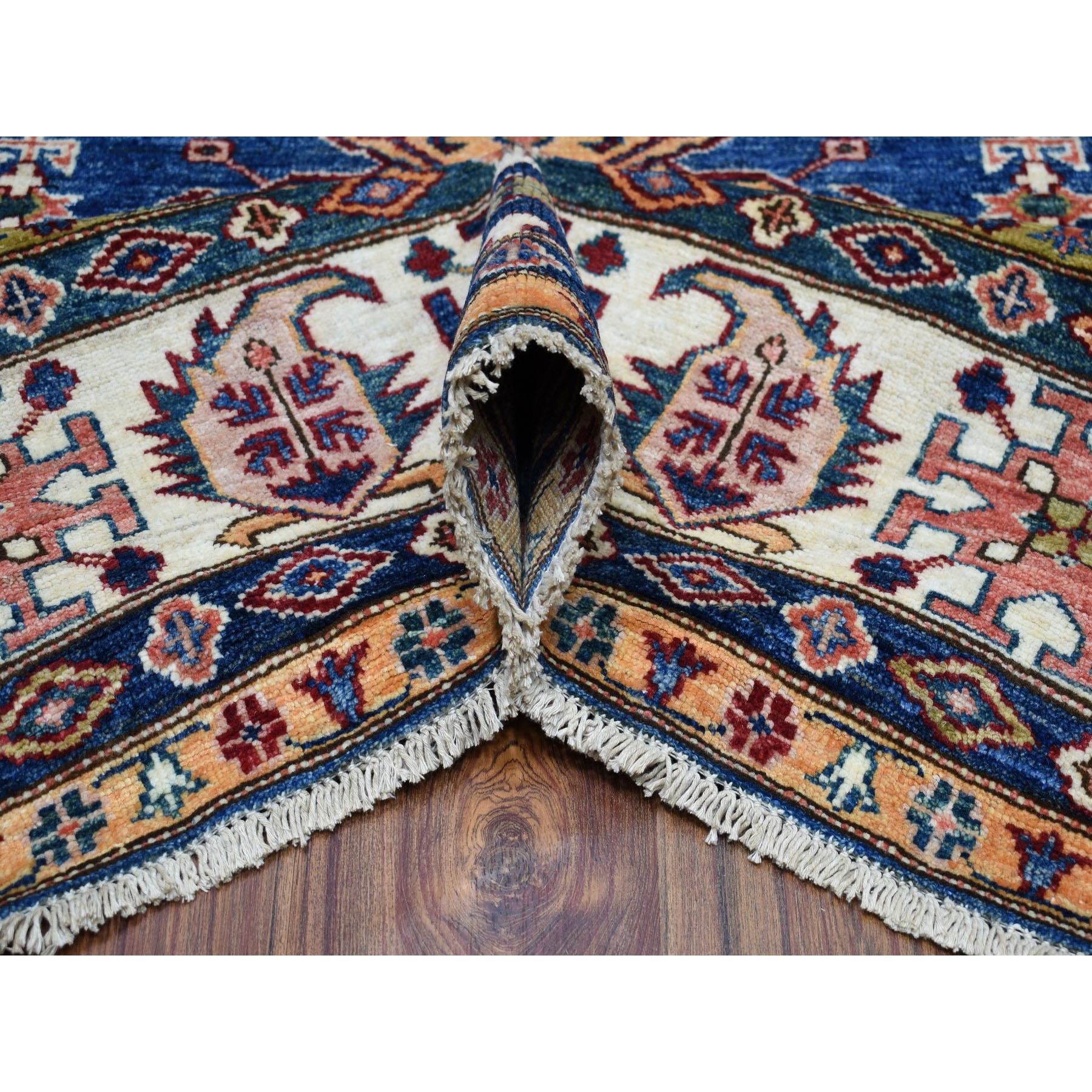 8-3 x8-3  Square Blue Super Kazak Pure Wool Hand Knotted Tribal Design Rug 