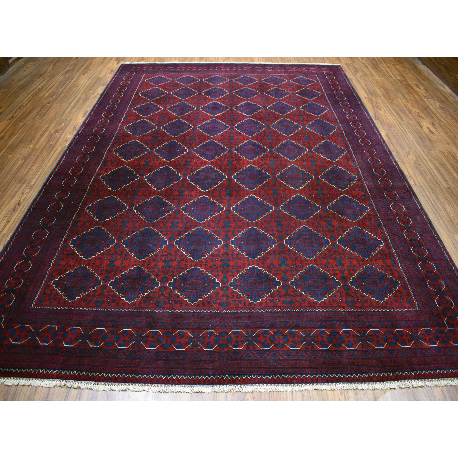8-5 x11-5  Repetitive Design Pure Wool Afghan Khamyab Hand Knotted Oriental Rug 